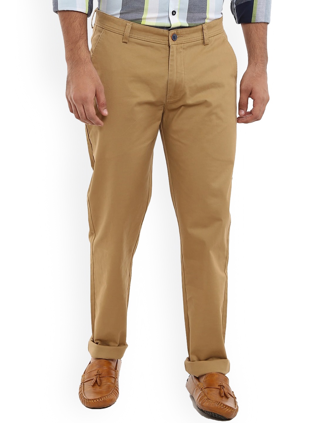

V-Mart Men Khaki Slim Fit Easy Wash Cotton Trousers