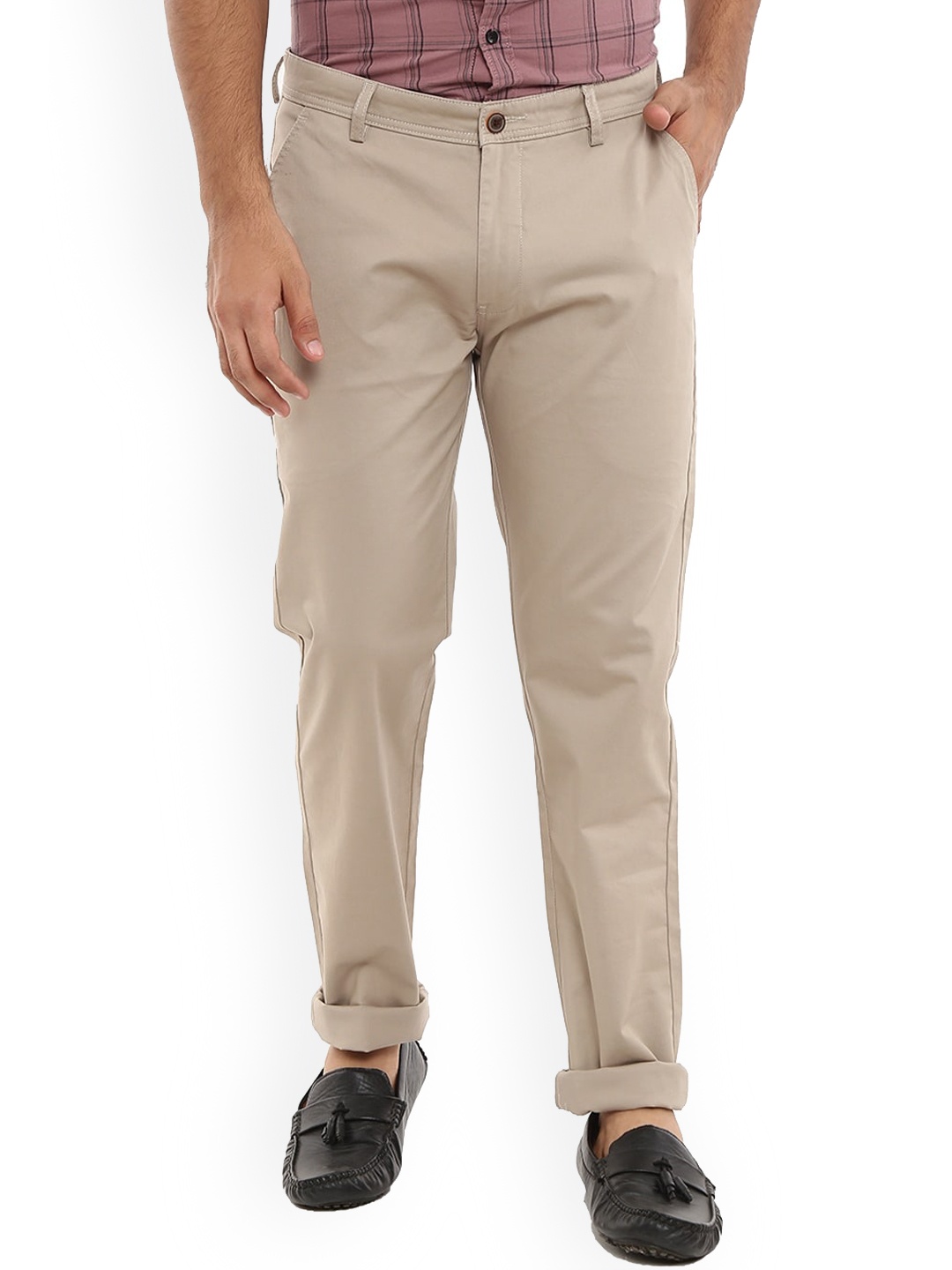 

V-Mart Men Beige Slim Fit Easy Wash Cotton Trousers