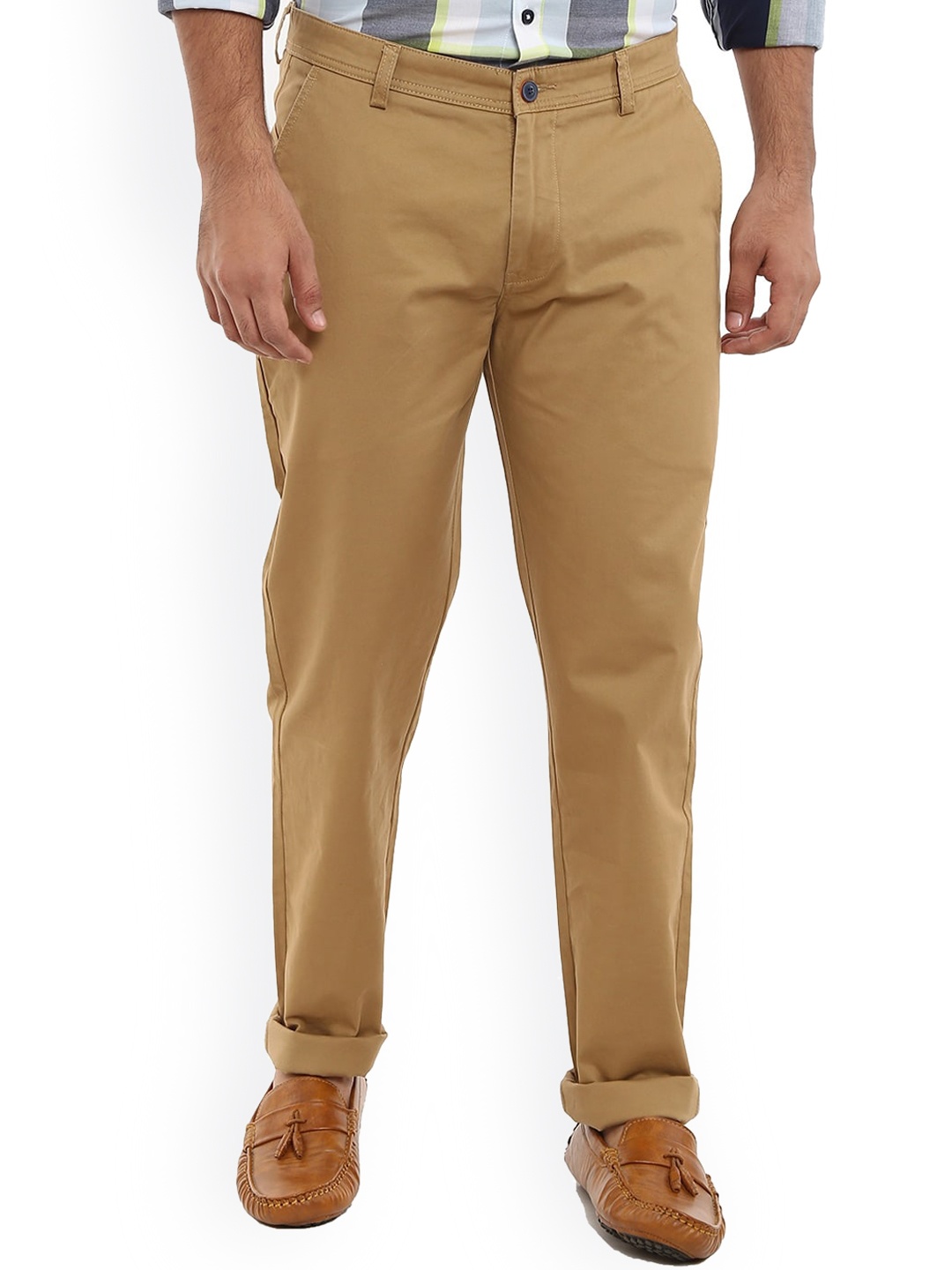 

V-Mart Men Khaki Slim Fit Easy Wash Cotton Trousers