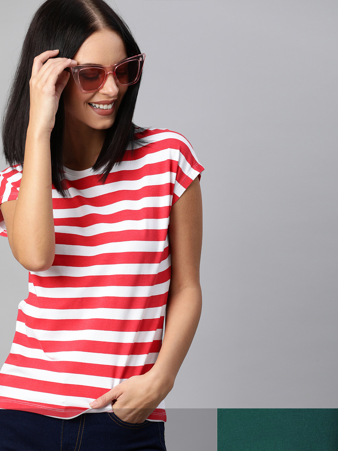 

Mast & Harbour Women Set Of 2 Round Neck T-shirt, Red