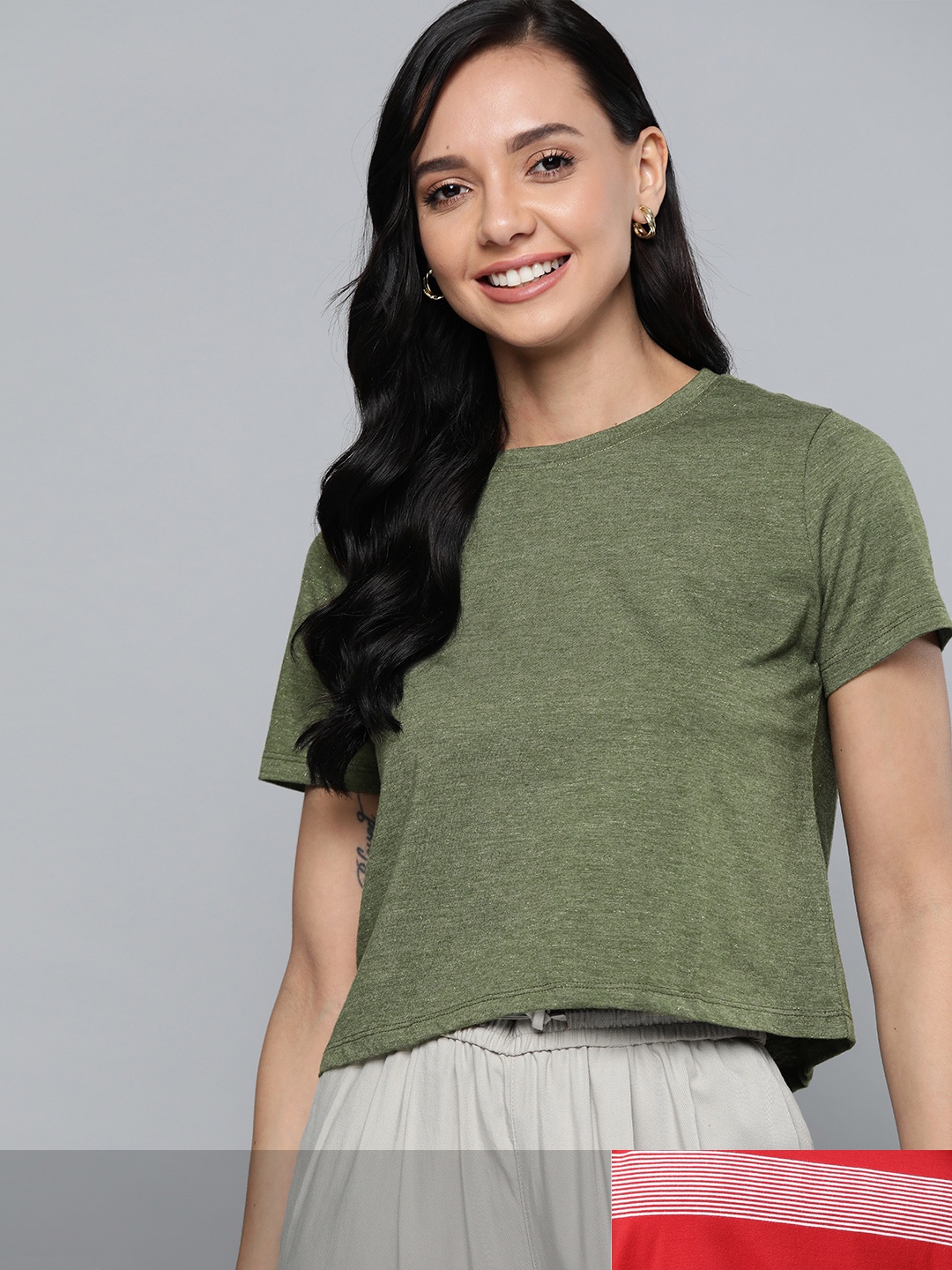 

Mast & Harbour Women Pack of 2 Tshirts, Olive