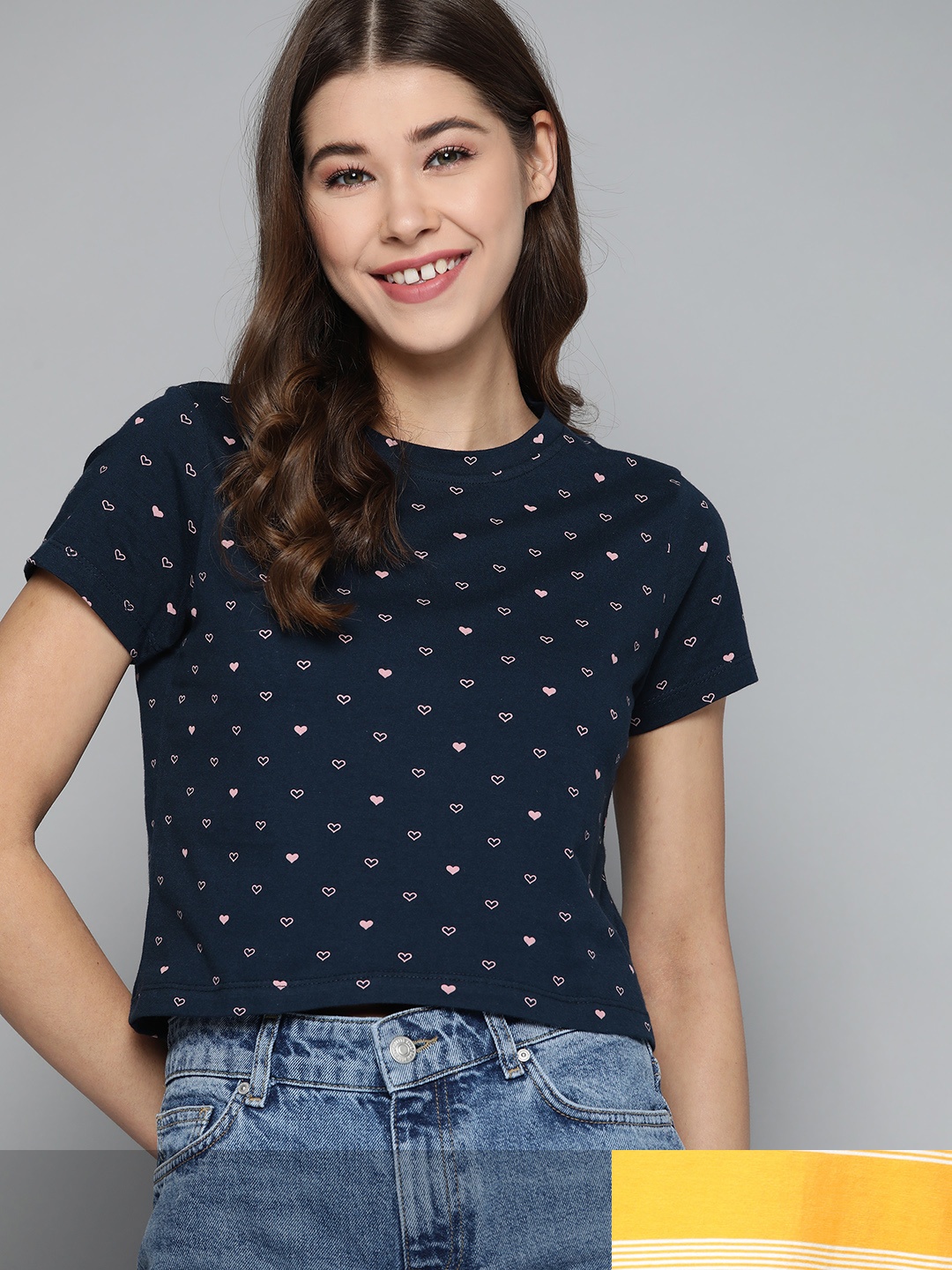 

Mast & Harbour Women Pack of 2 Cotton T-shirt, Navy blue