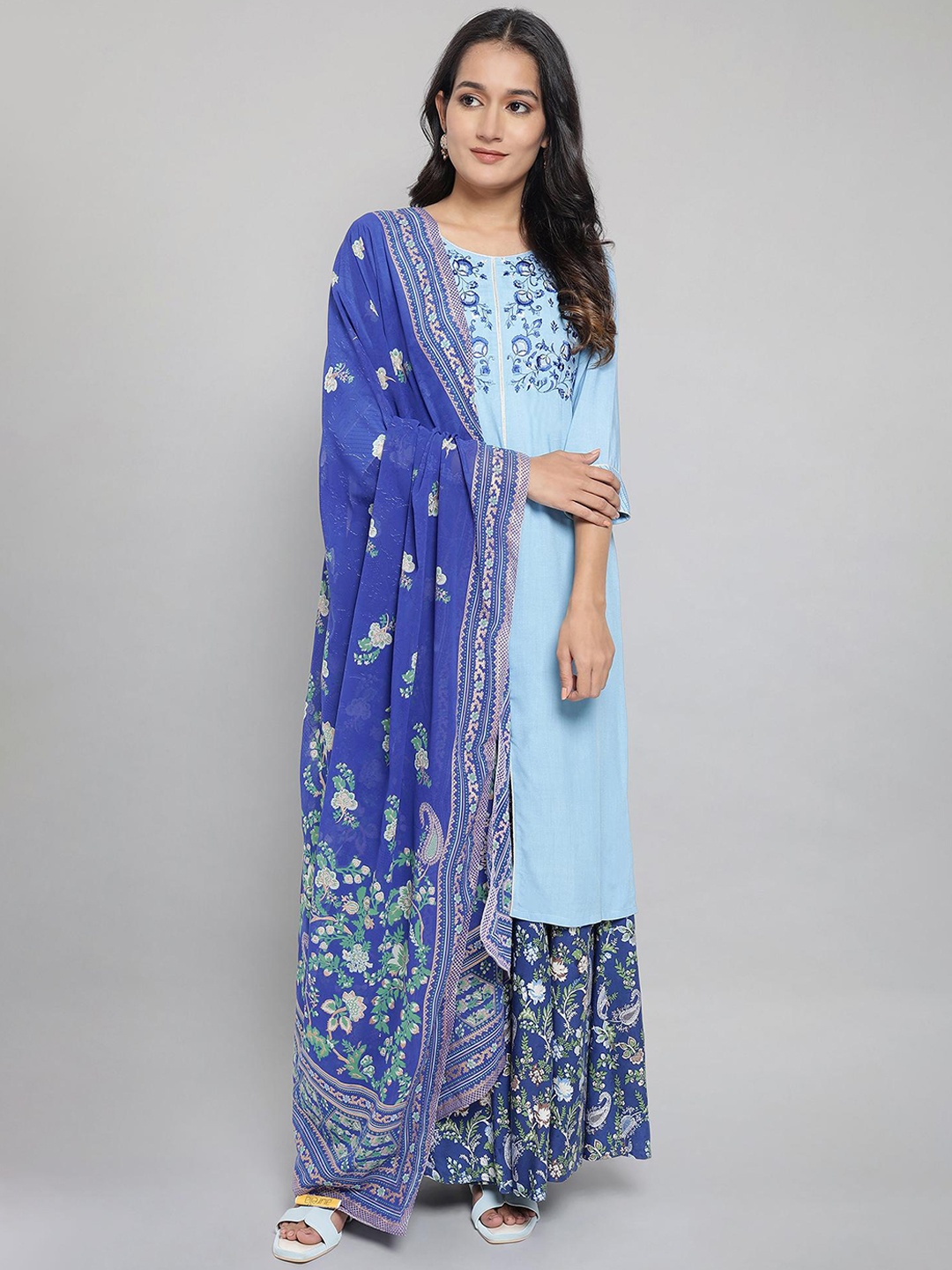 

AURELIA Women Blue Kurta with Palazzos & With Dupatta