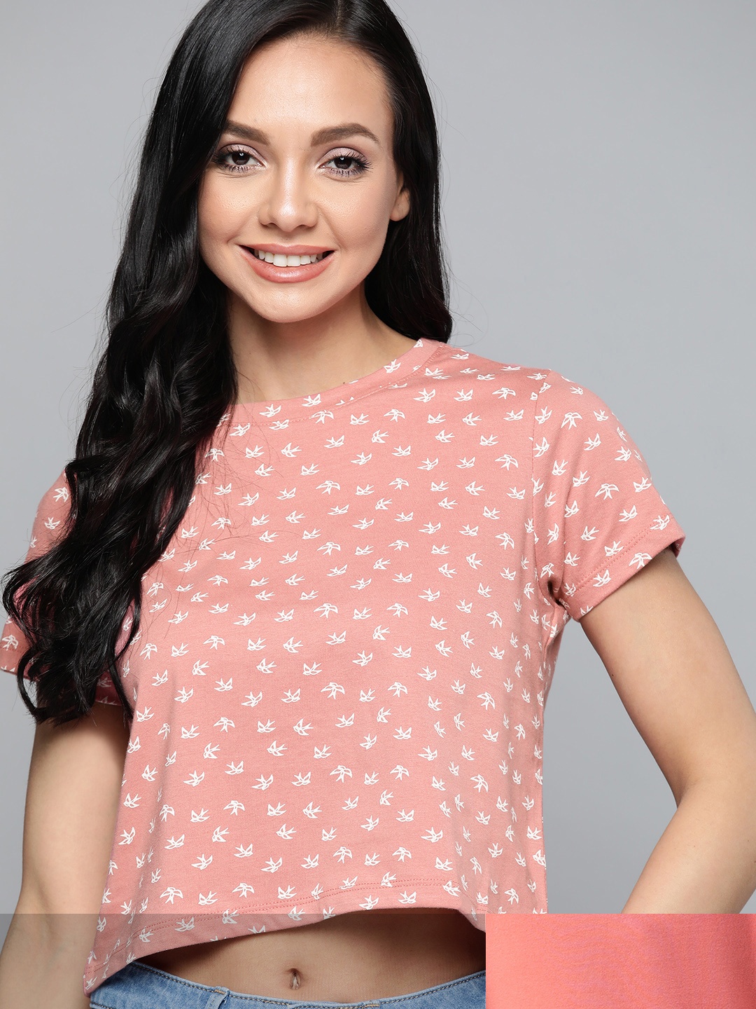 

Mast & Harbour Women Set Of 2 Round Neck T-shirt, Rose