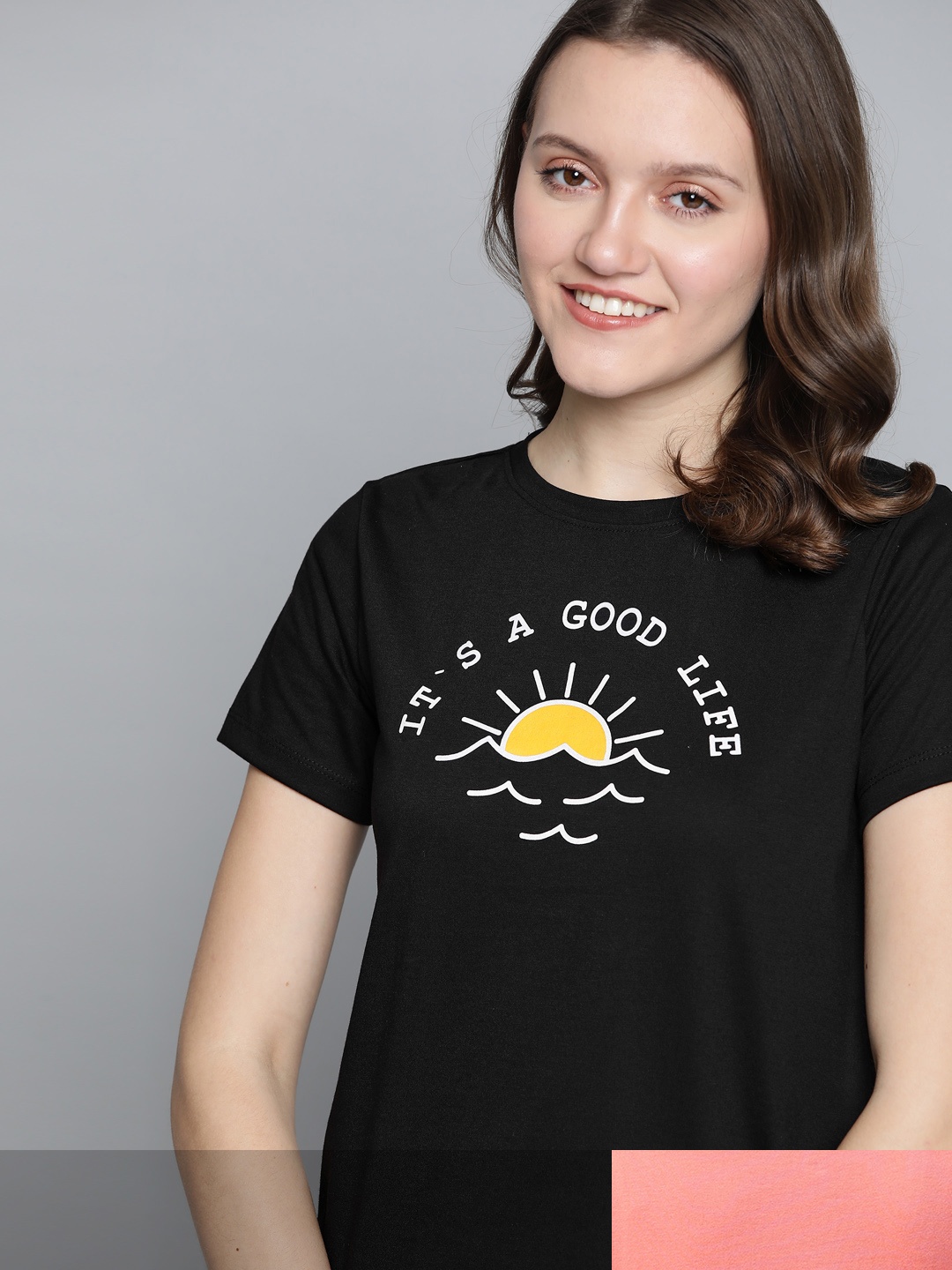 

Mast & Harbour Women Set Of 2 Round Neck T-shirt, Black