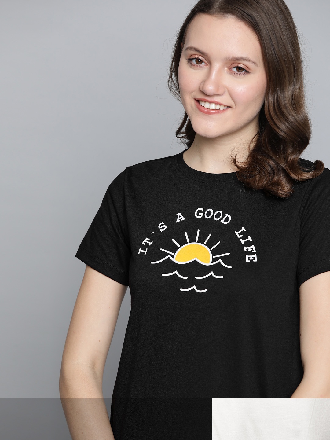 

Mast & Harbour Women Set Of 2 Printed Round Neck T-shirt, Black