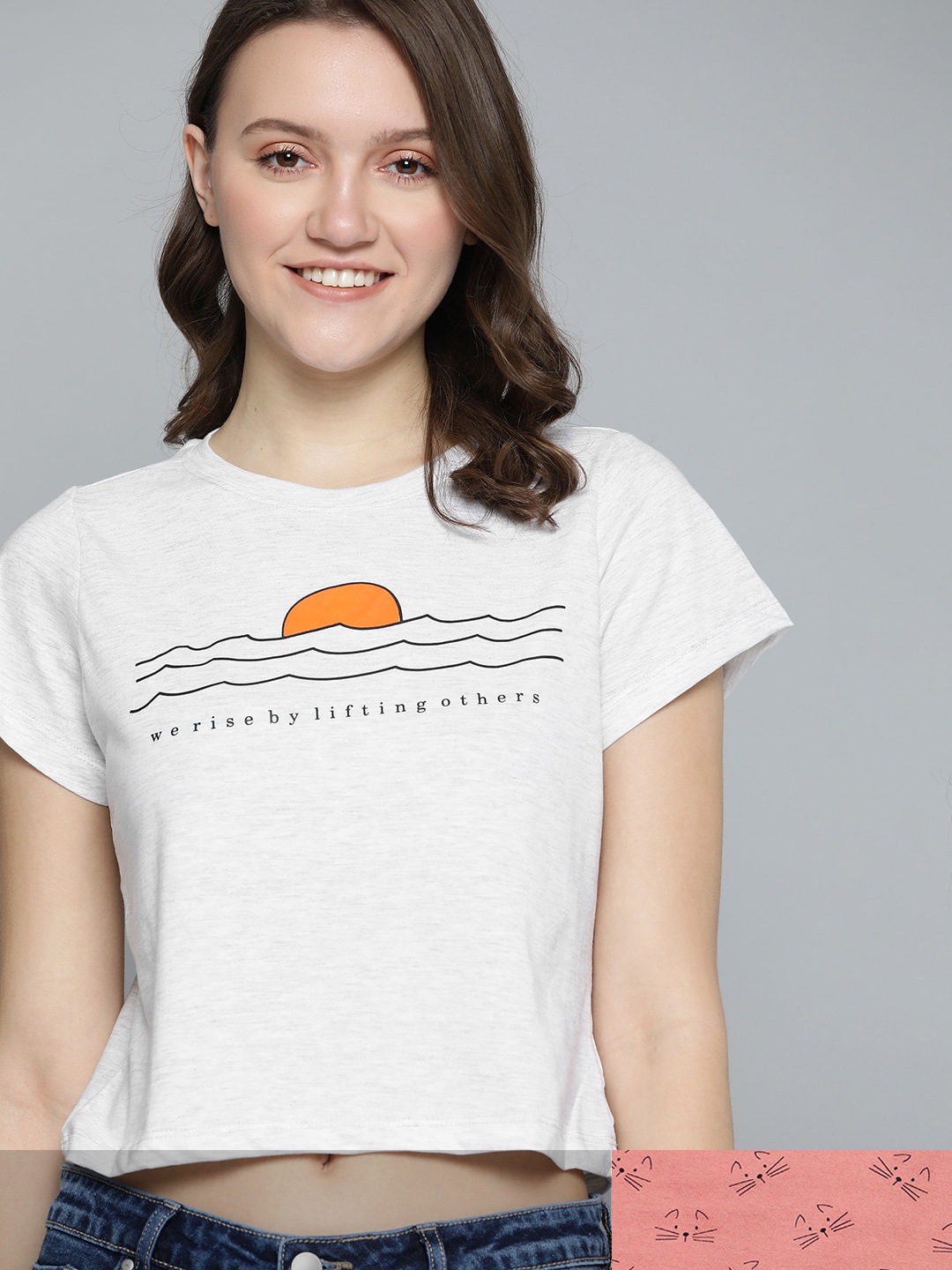 

Mast & Harbour Women Pack of 2 Cotton T-shirts, Peach