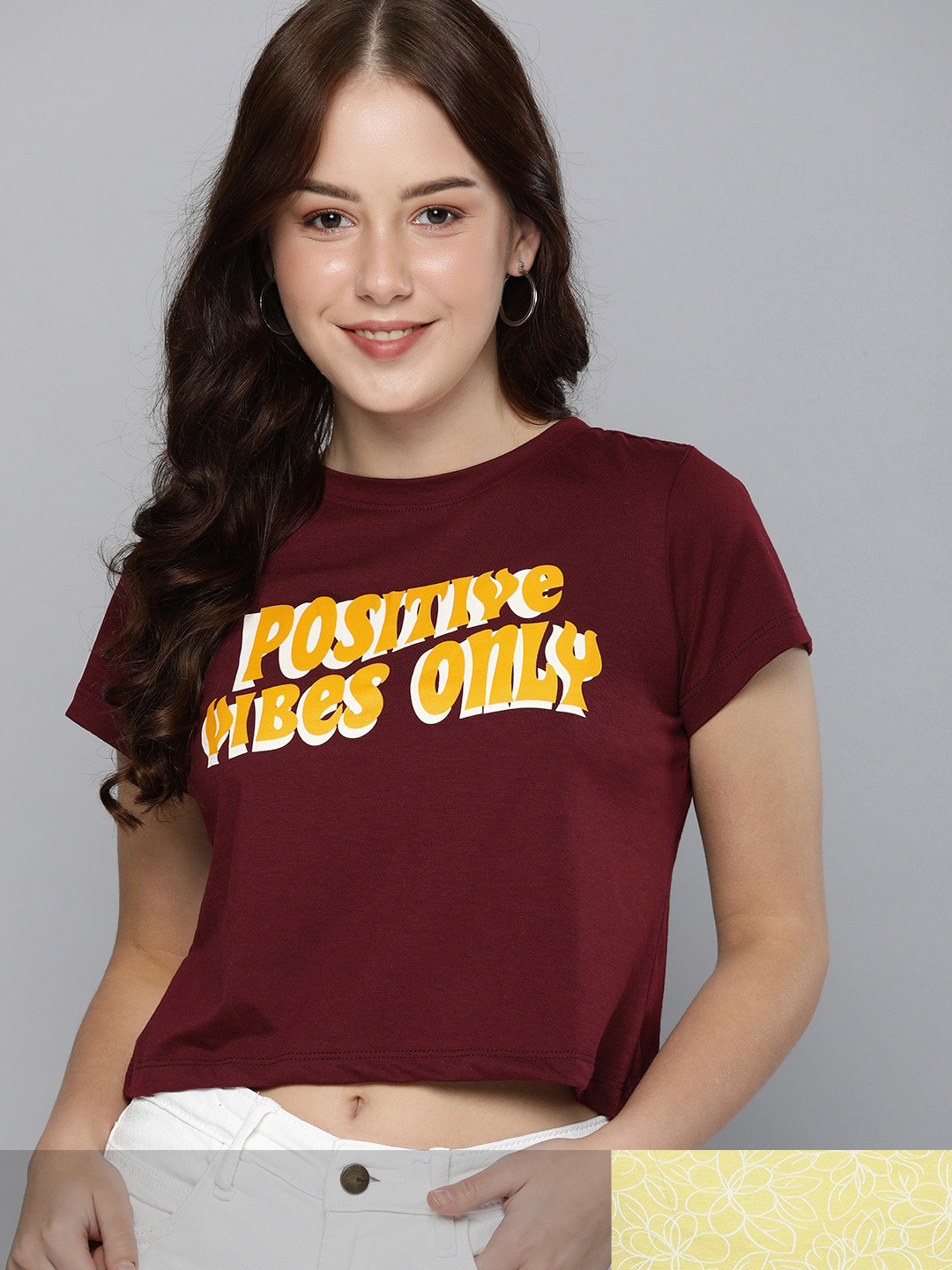 

Mast & Harbour Women Pack of 2 Cotton T-shirts, Burgundy