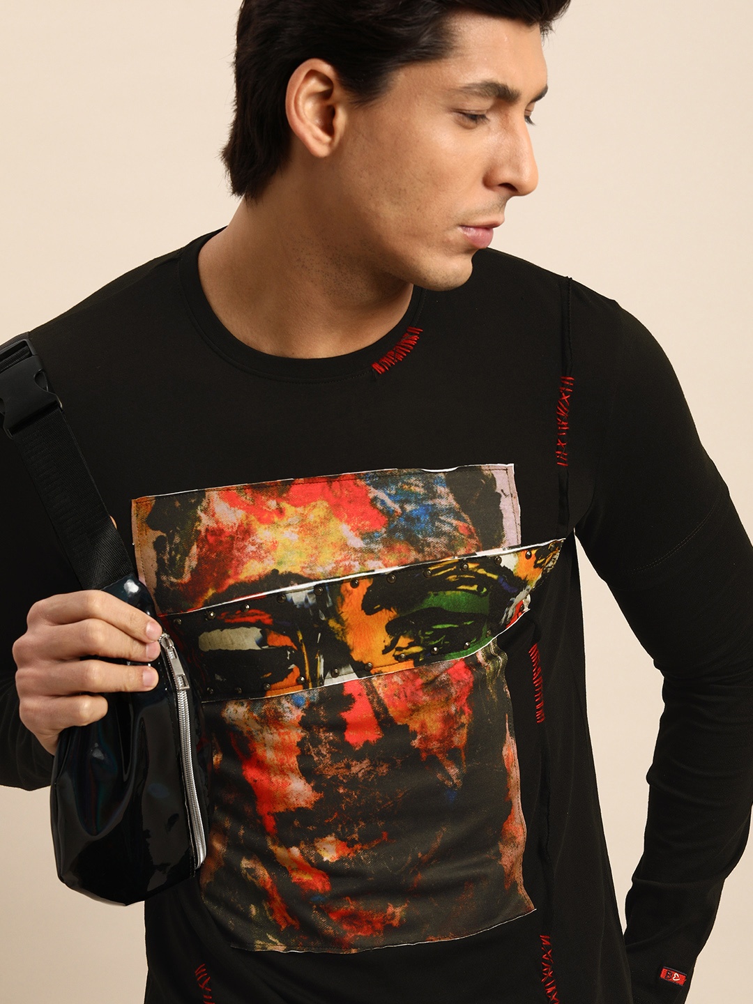 

Being Human Men Black Graphic Printed Pure Cotton T-shirt