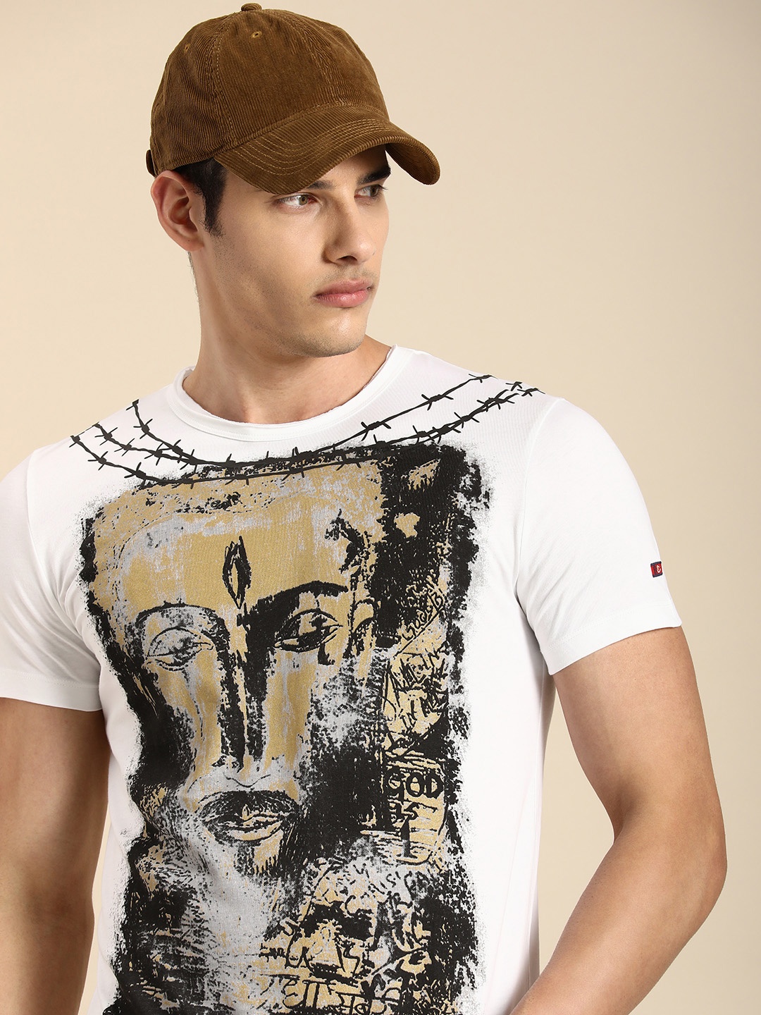 

Being Human Men Graphic Printed Pure Cotton T-shirt, White