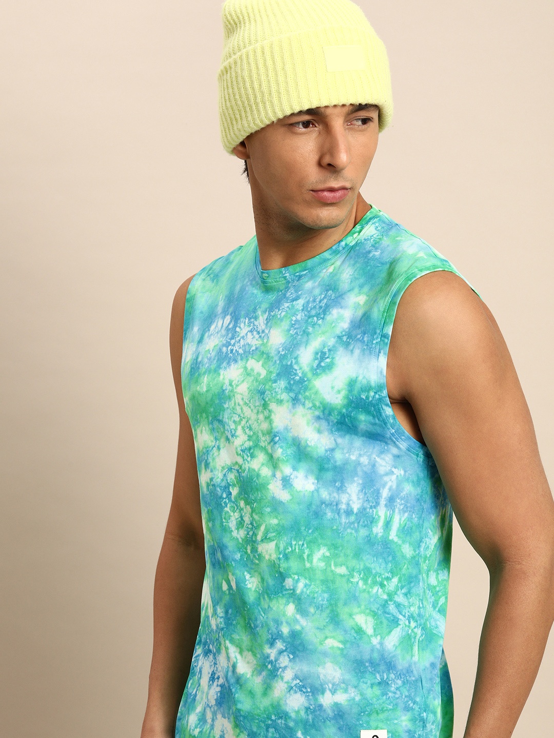 

Being Human Men Green & Blue Printed Pure Cotton T-shirt
