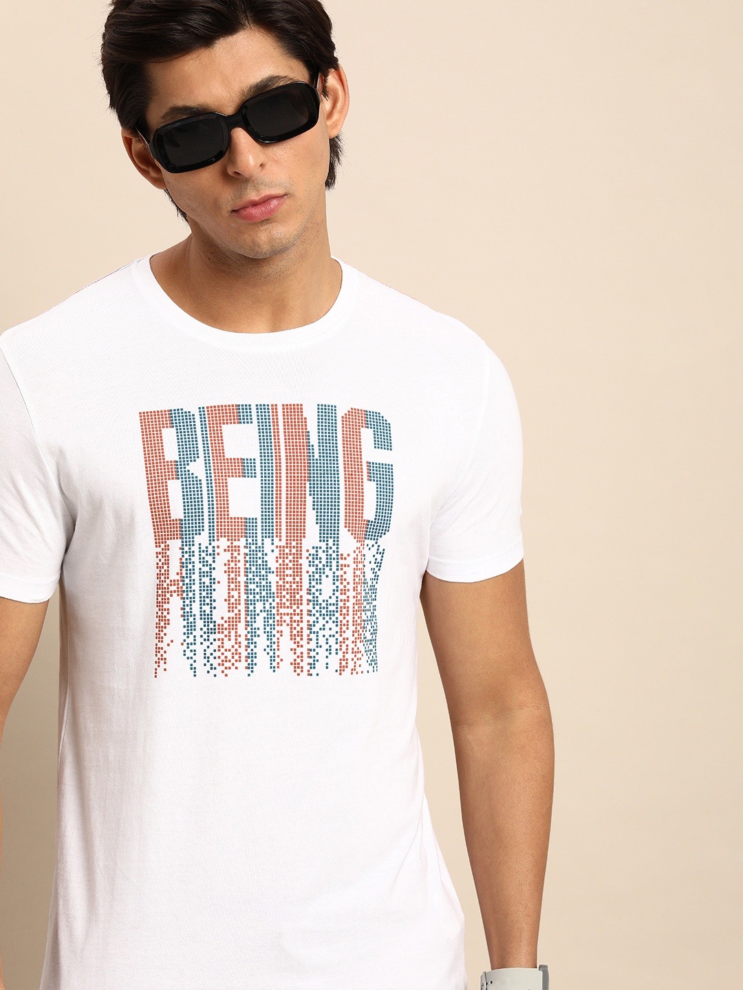 

Being Human Men White Graphic Printed Pure Cotton T-shirt