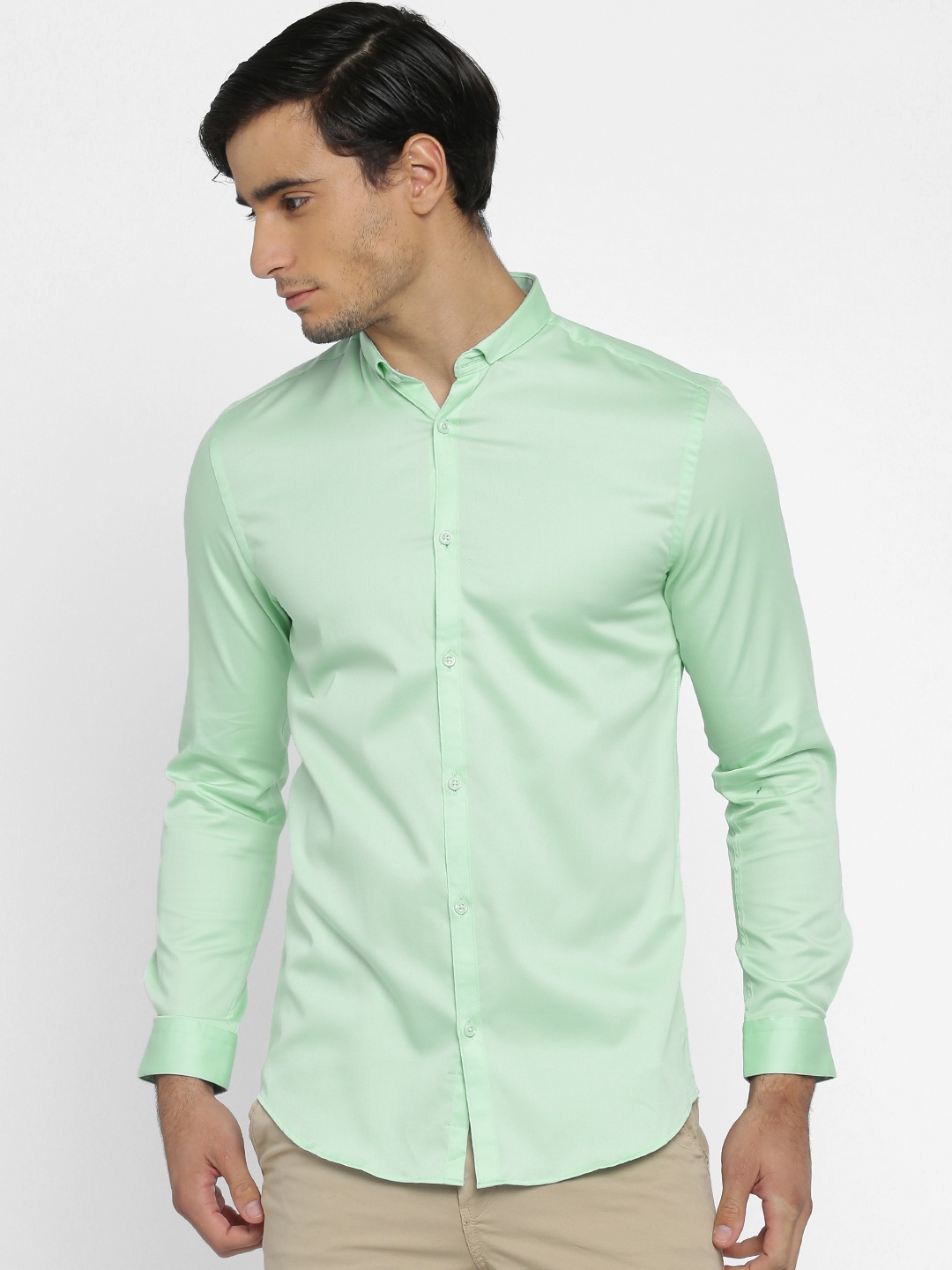 

Jack & Jones Men Green Slim Fit Solid Smart Casual Shirt