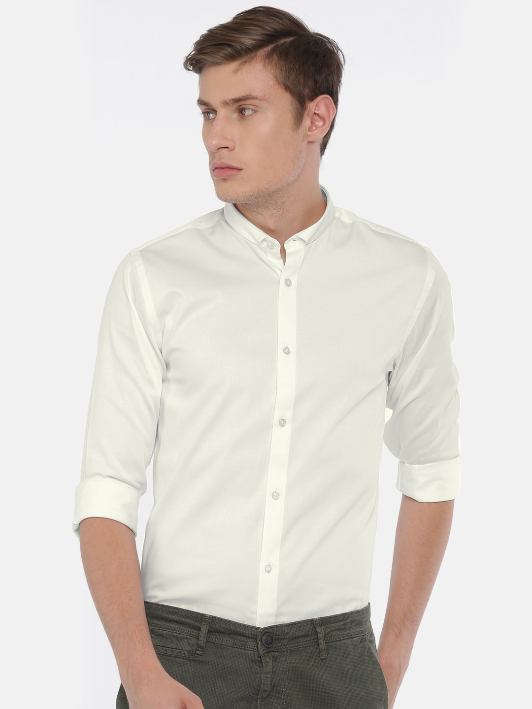 

Jack & Jones Men White Slim Fit Solid Casual Shirt
