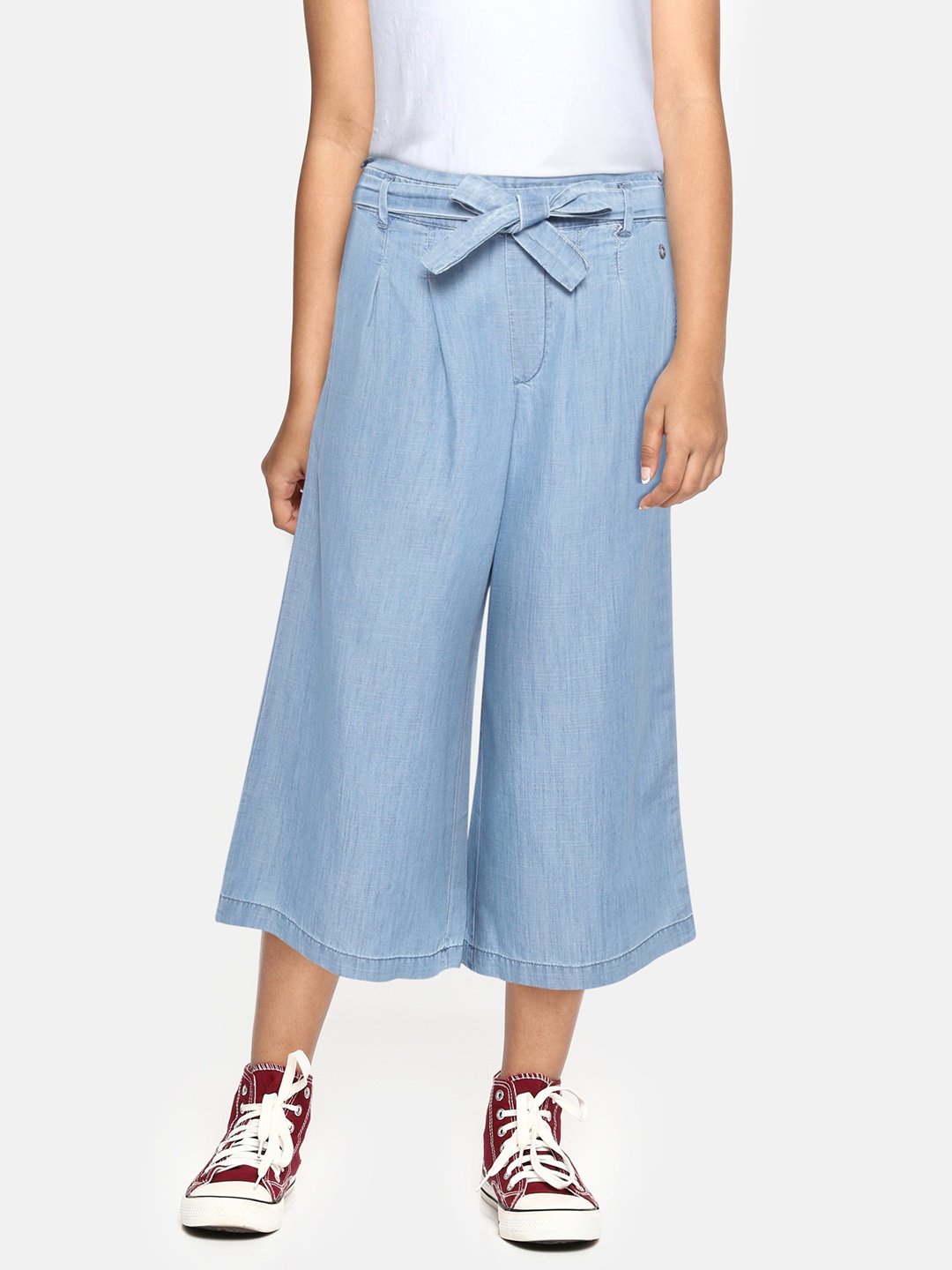

Gini and Jony Girls Blue Solid Culottes