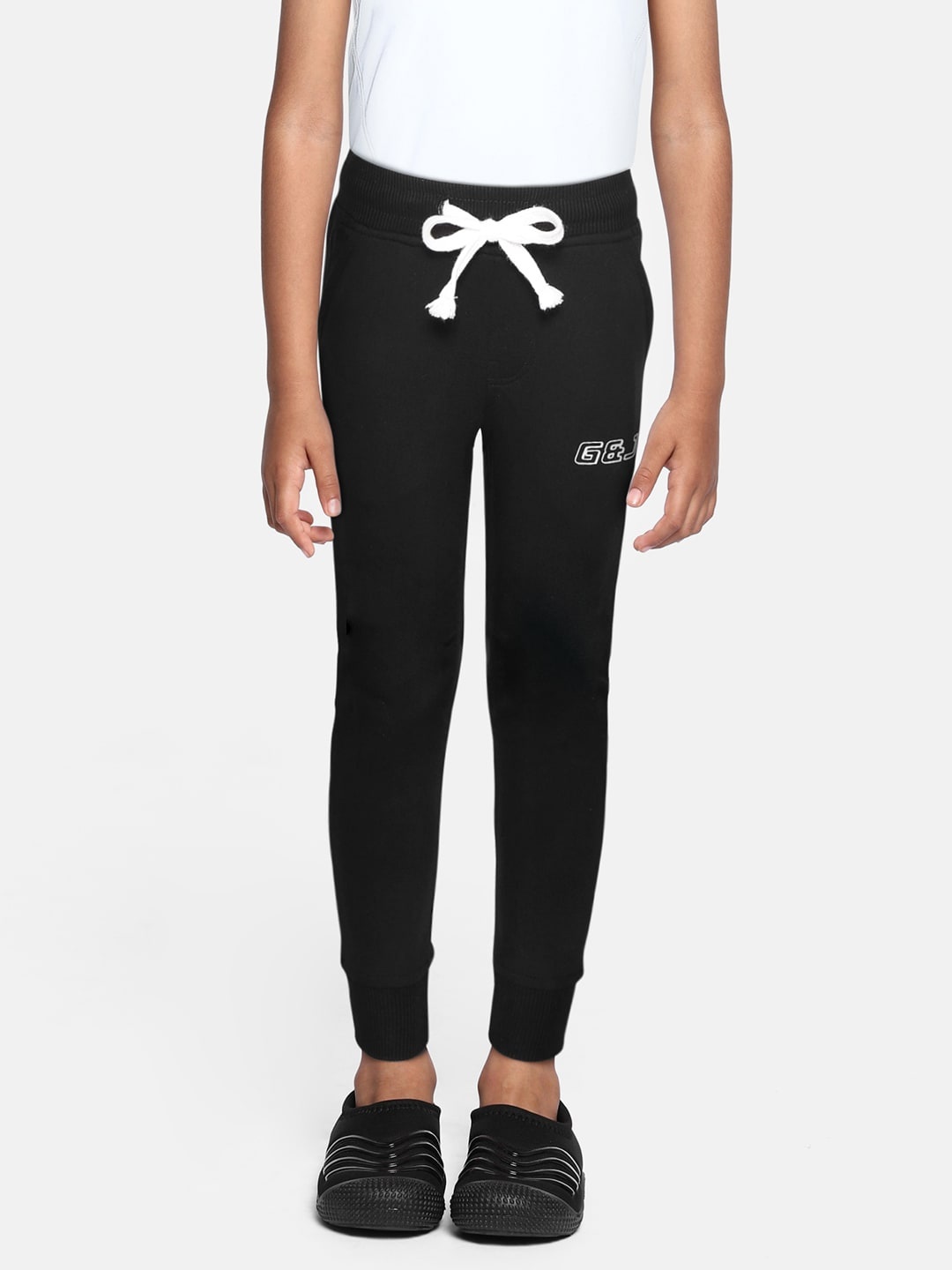

Gini and Jony Boys Black Cotton Solid Joggers