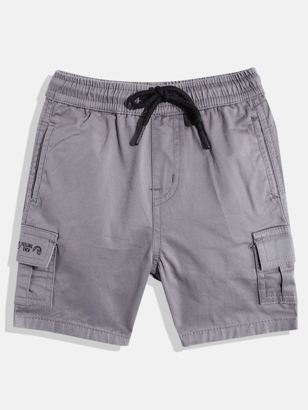 

Gini and Jony Boys Grey Solid Cargo Shorts
