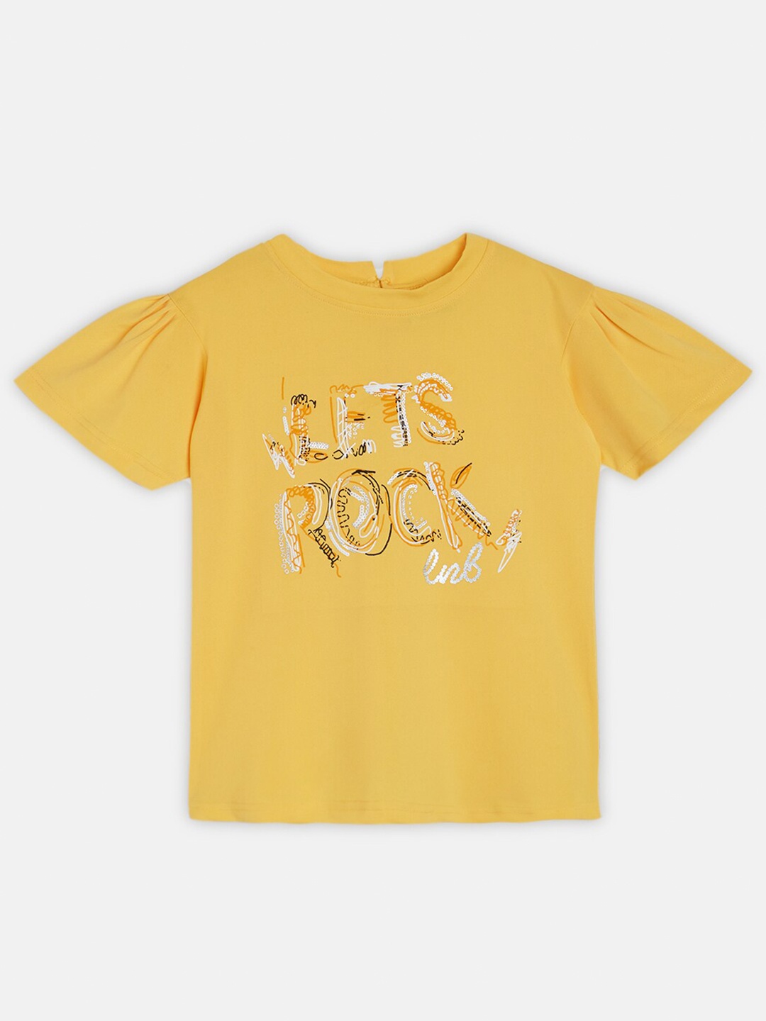 

Punkster Girls Yellow Typography Print Top