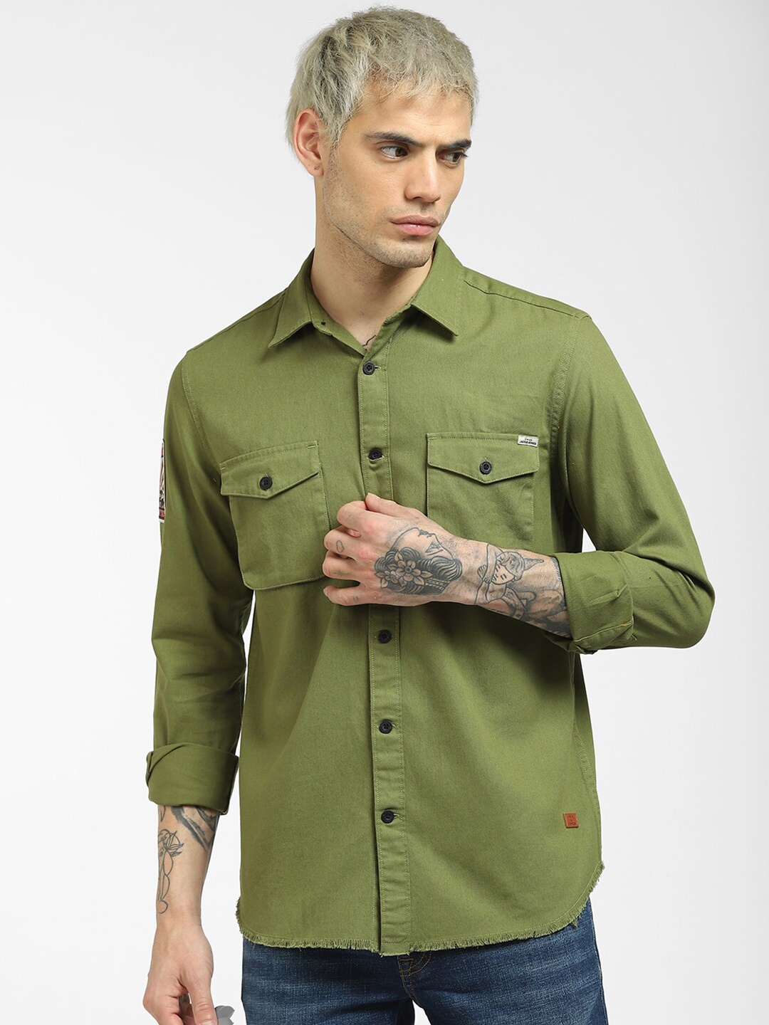 

Jack & Jones Men Green Casual Shirt