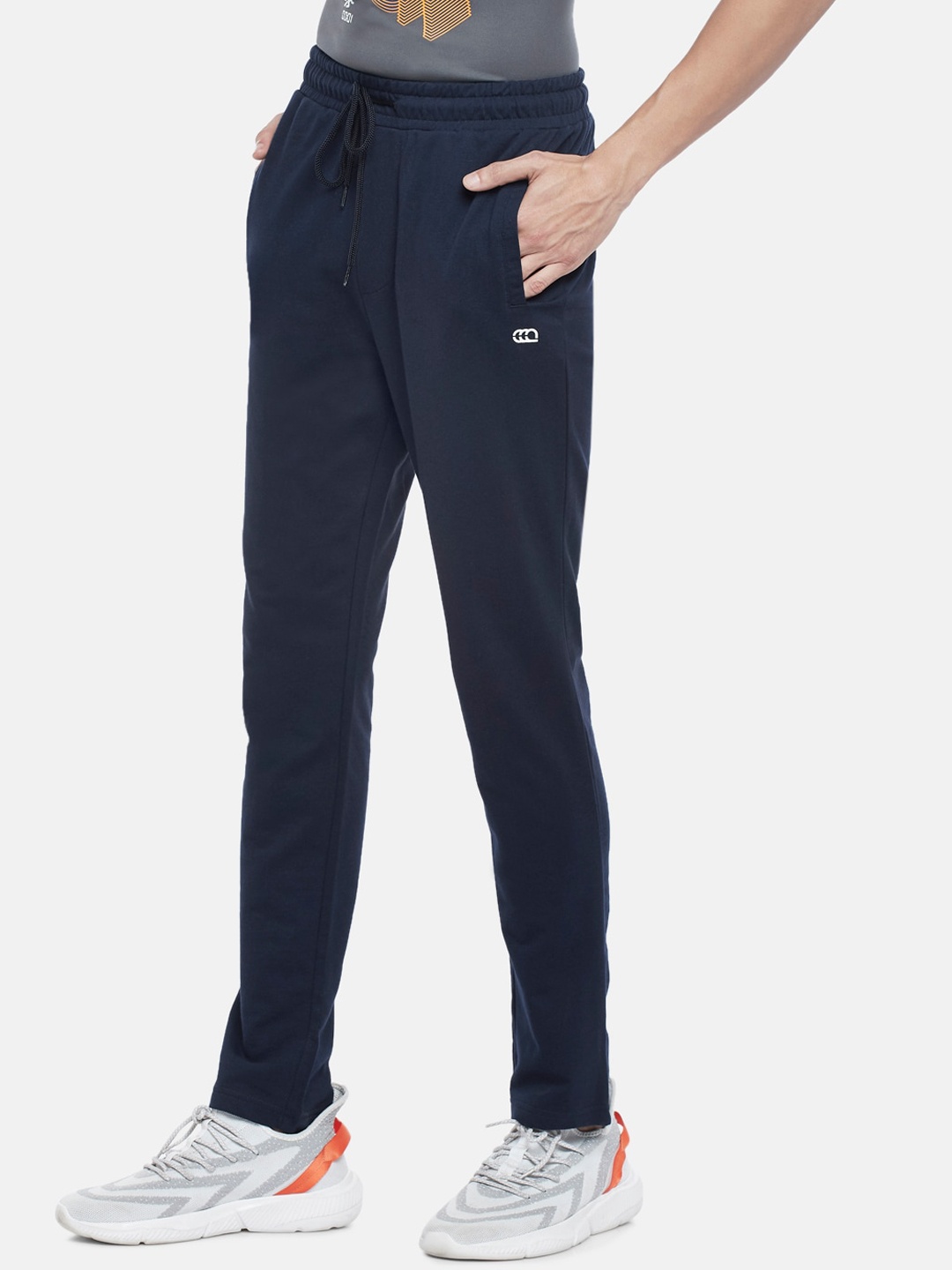 

Ajile by Pantaloons Men Navy Blue Solid Pure Cotton Slim-Fit Track Pants