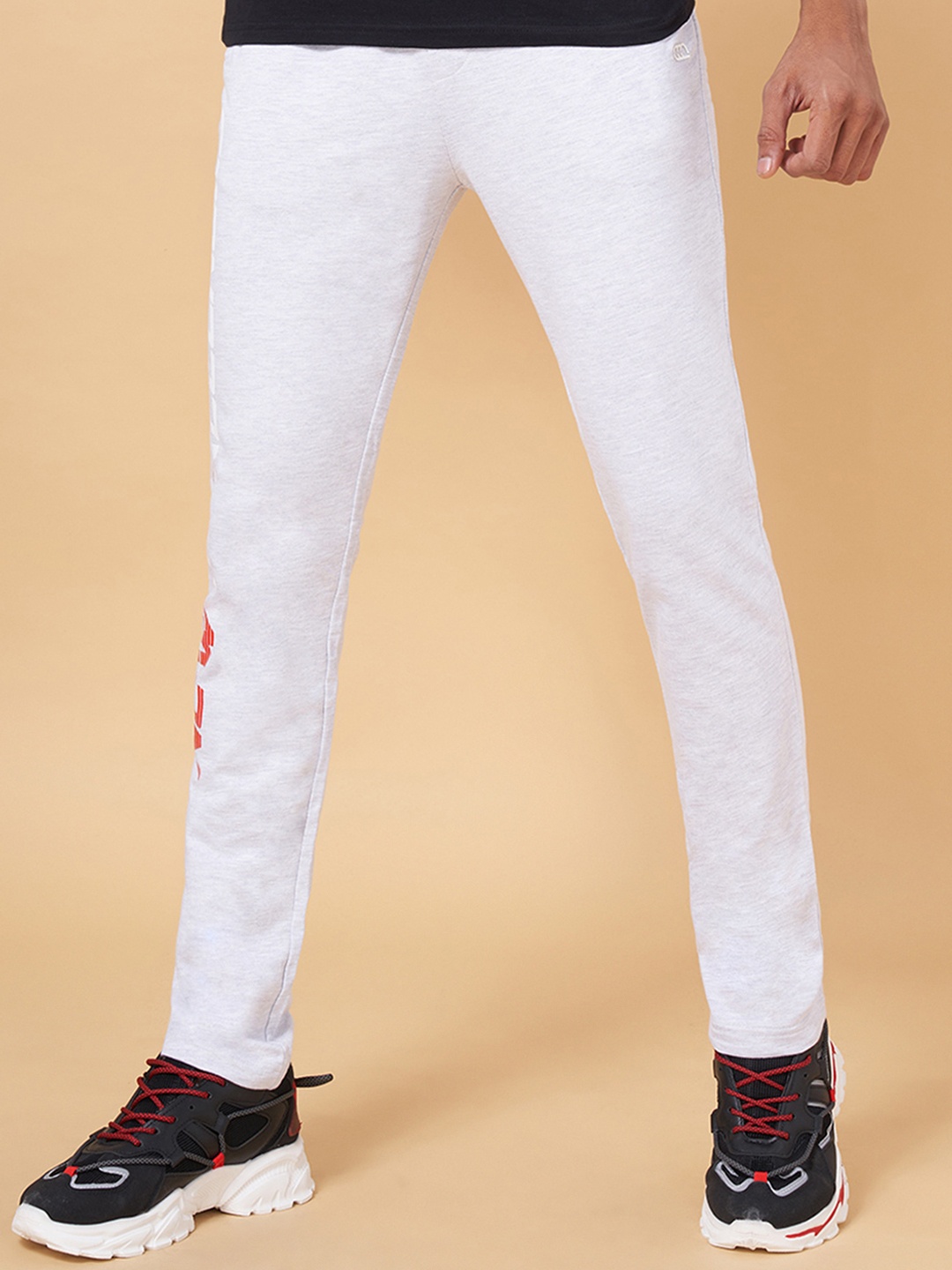 

Ajile by Pantaloons Men Grey Melange Solid Pure Cotton Slim-Fit Track Pants