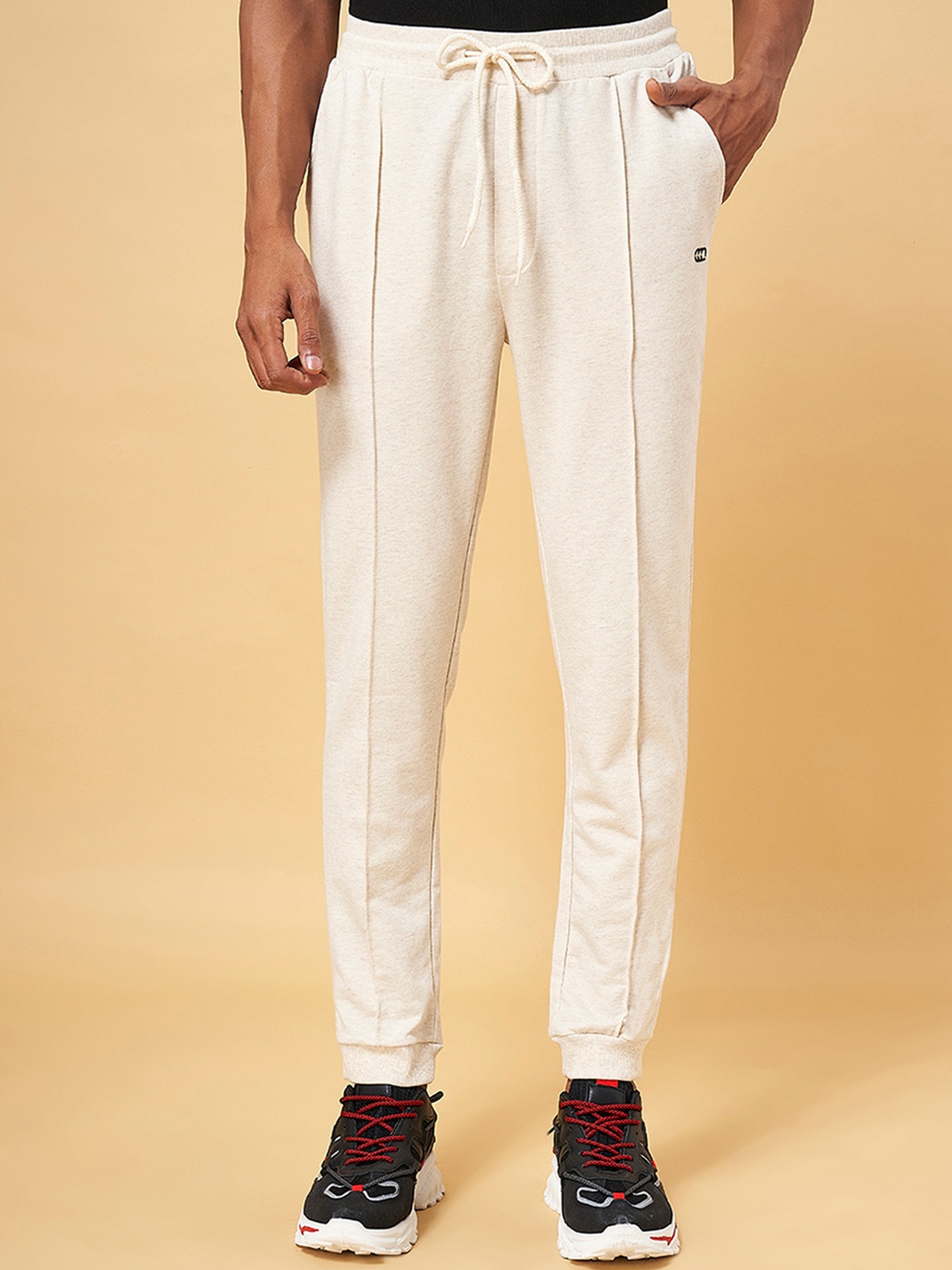 

Ajile by Pantaloons Men Grey Solid Pure Cotton Slim-Fit Joggers