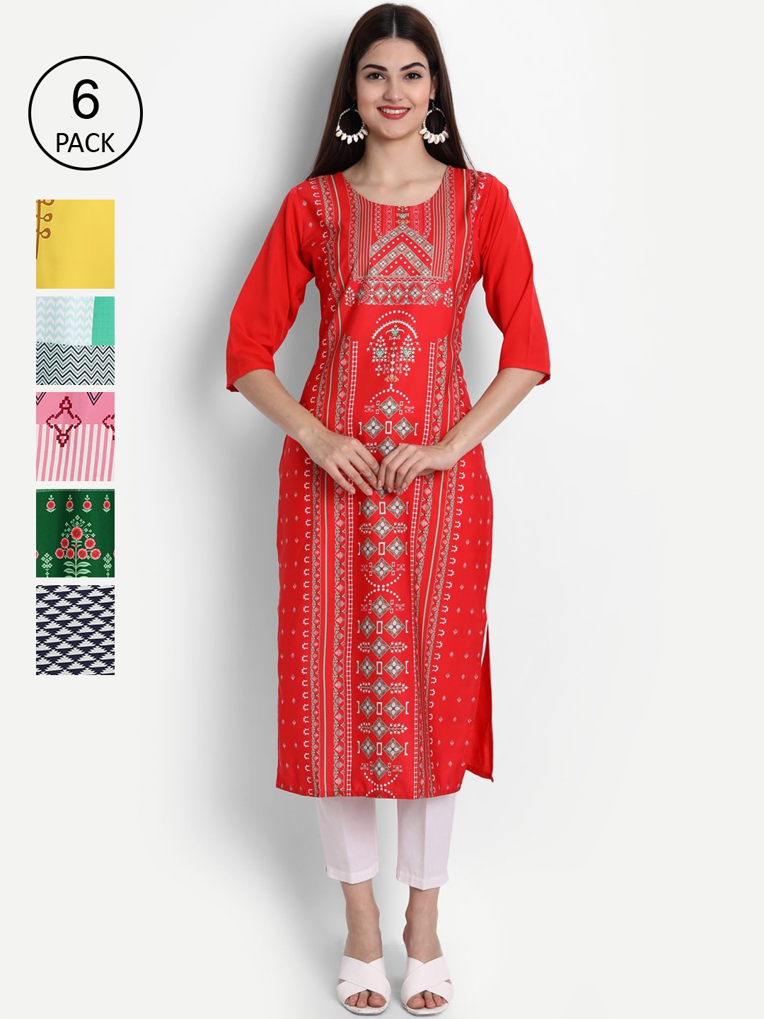 

Ethnic basket Women Multicoloured Ethnic Motifs Printed Crepe Kurta, Multi