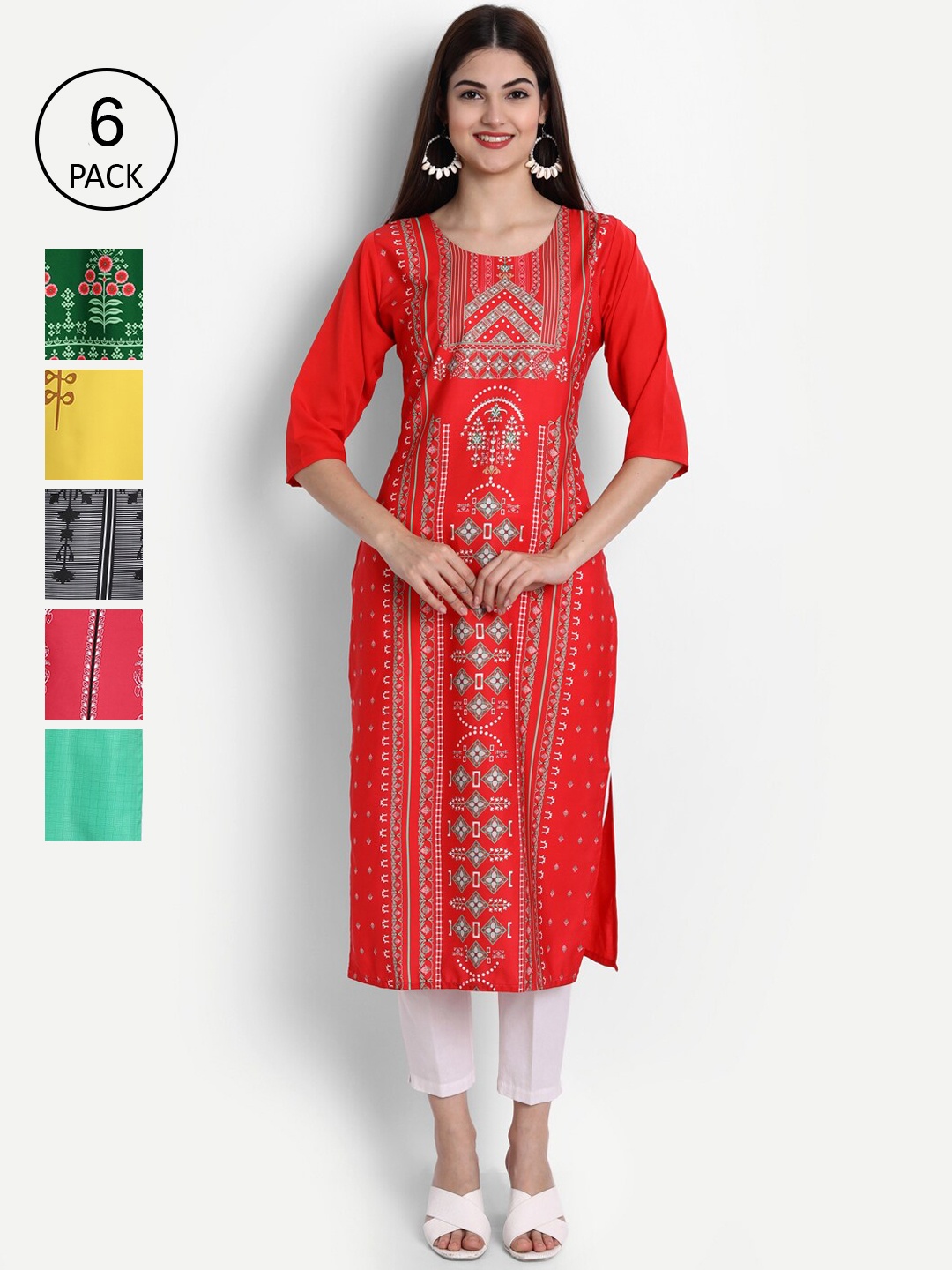 

Ethnic basket Women Multicoloured Ethnic Motifs Printed Crepe Kurta, Multi