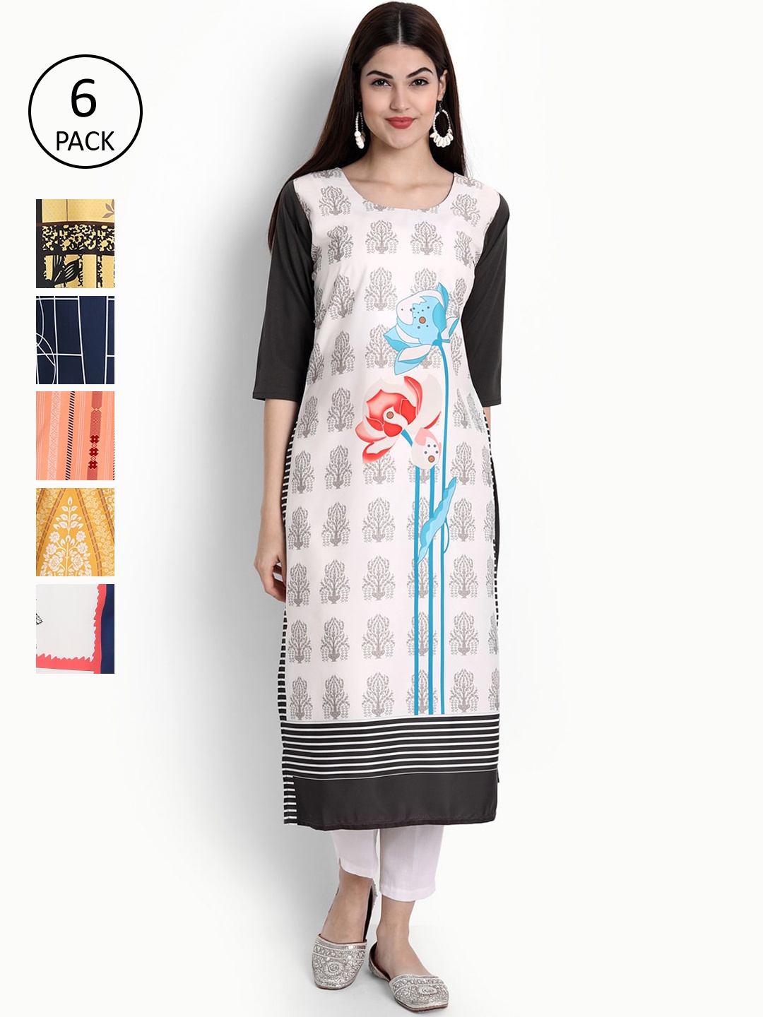 

Ethnic basket Women Multicoloured Floral Printed Crepe Kurta, Multi
