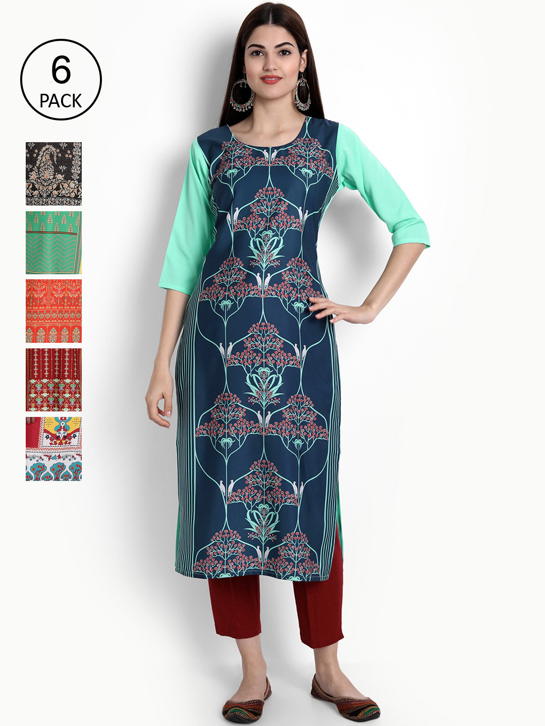 

Ethnic basket Women Multicoloured Ethnic Motifs Printed Crepe Kurta, Multi