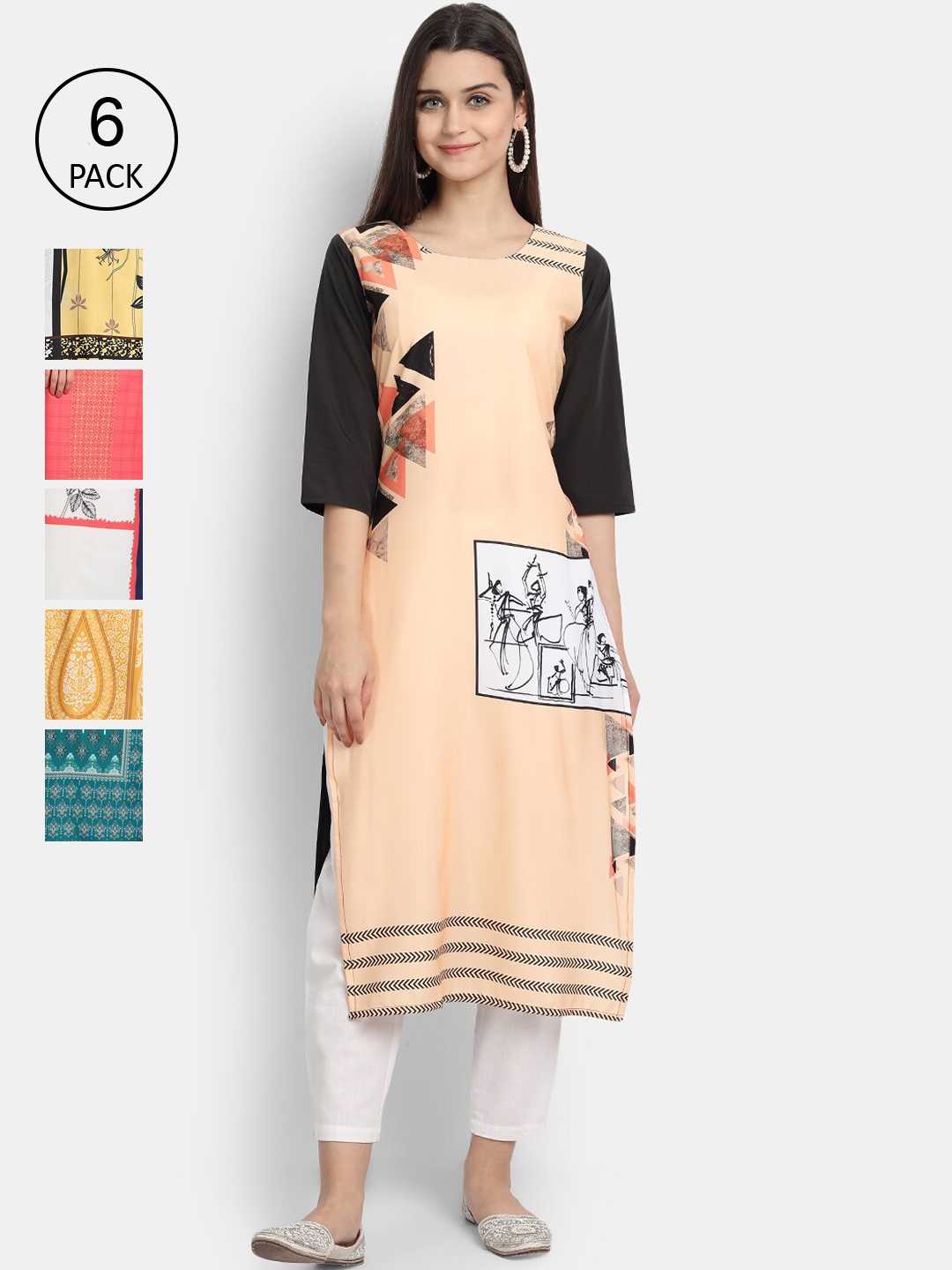 

Ethnic basket Women Multicoloured Ethnic Motifs Printed Crepe Kurta, Multi