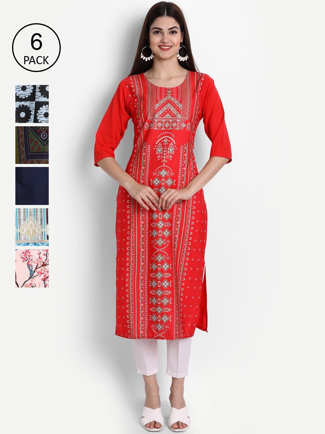 

Ethnic basket Women Multicoloured Ethnic Motifs Embroidered Crepe Kurta, Multi