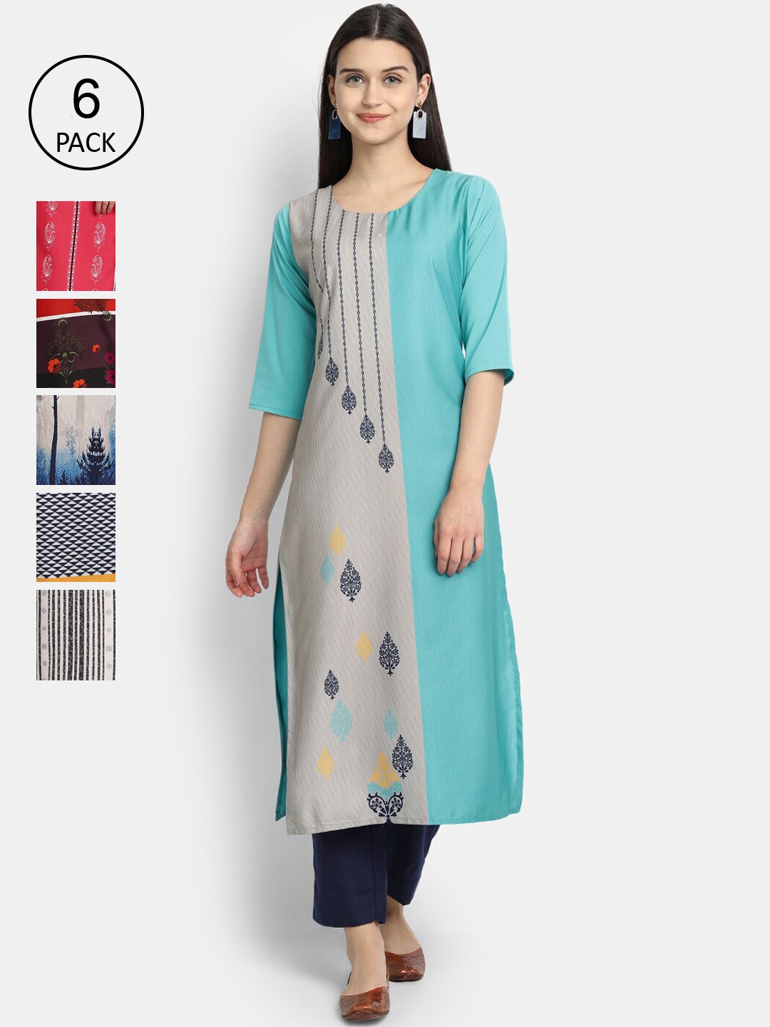 

Ethnic basket Women Multicoloured Ethnic Motifs Printed Crepe Kurta, Multi