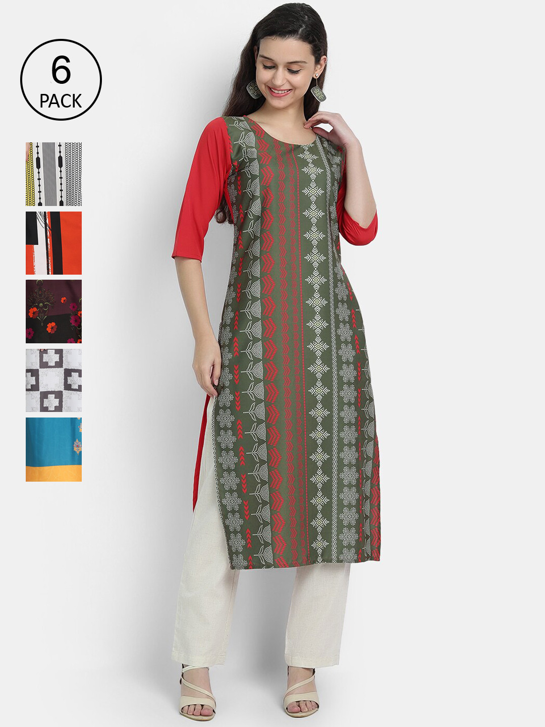 

Ethnic basket Women Multicoloured Ethnic Motifs Printed Crepe Kurta, Multi