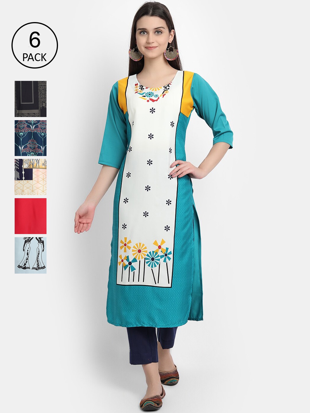 

Ethnic basket Women Multicoloured Ethnic Motifs Printed Crepe Kurta, Multi