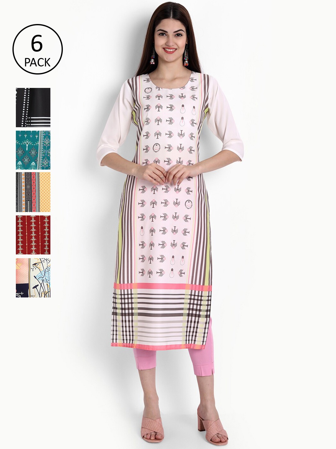 

Ethnic basket Women Multicoloured Ethnic Motifs Printed Crepe Kurta, Multi