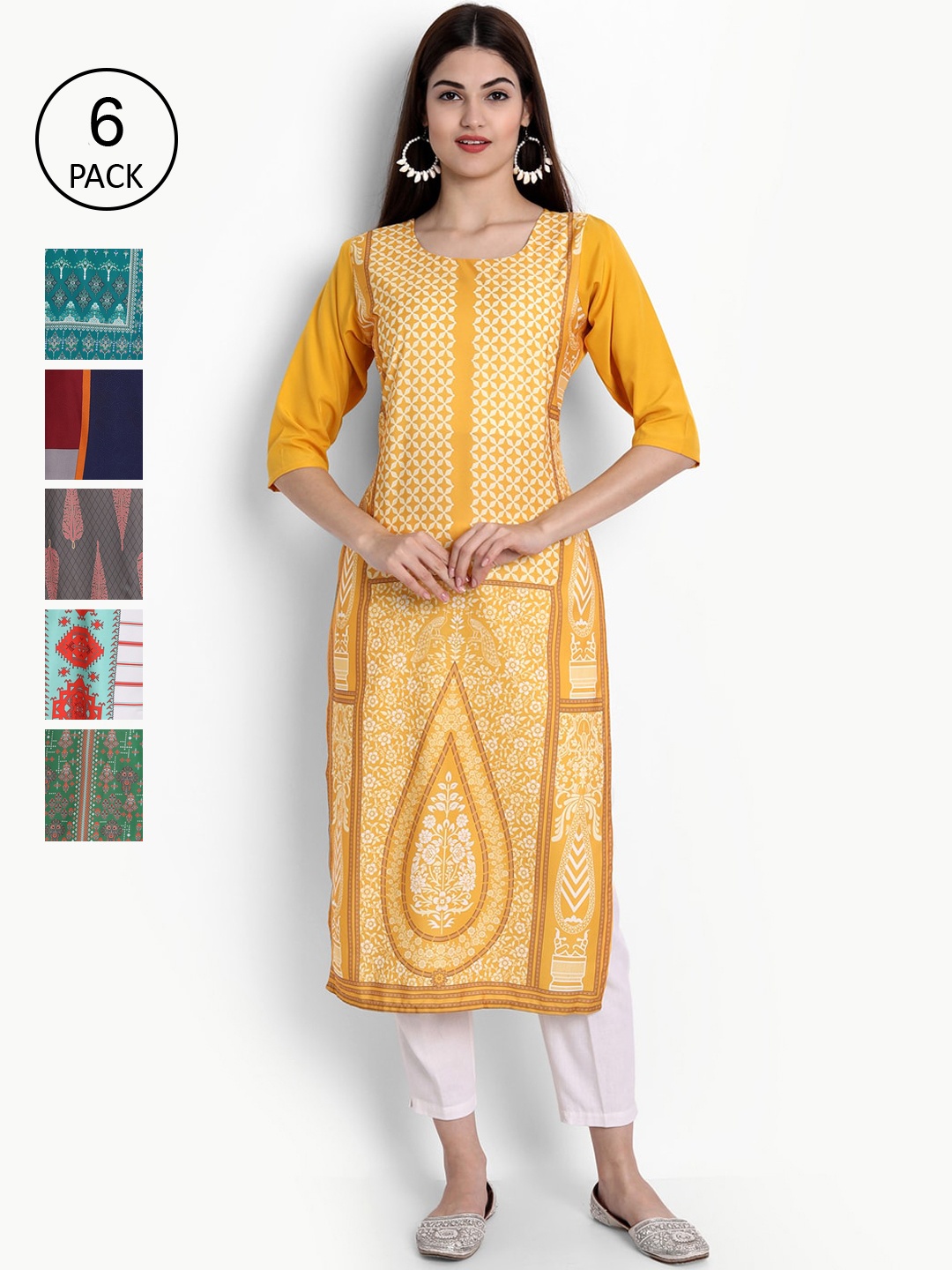 

Ethnic basket Women Multicoloured Ethnic Motifs Printed Crepe Kurta, Multi