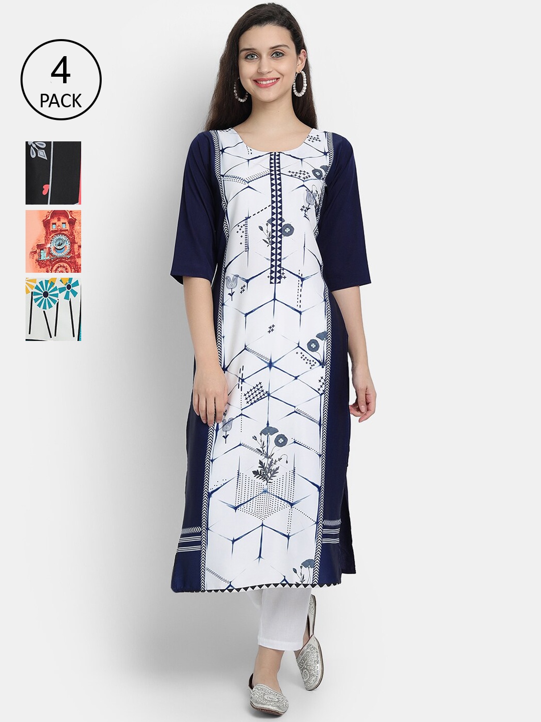 

Ethnic basket Women Multicoloured Ethnic Motifs Printed Crepe Kurta, Multi