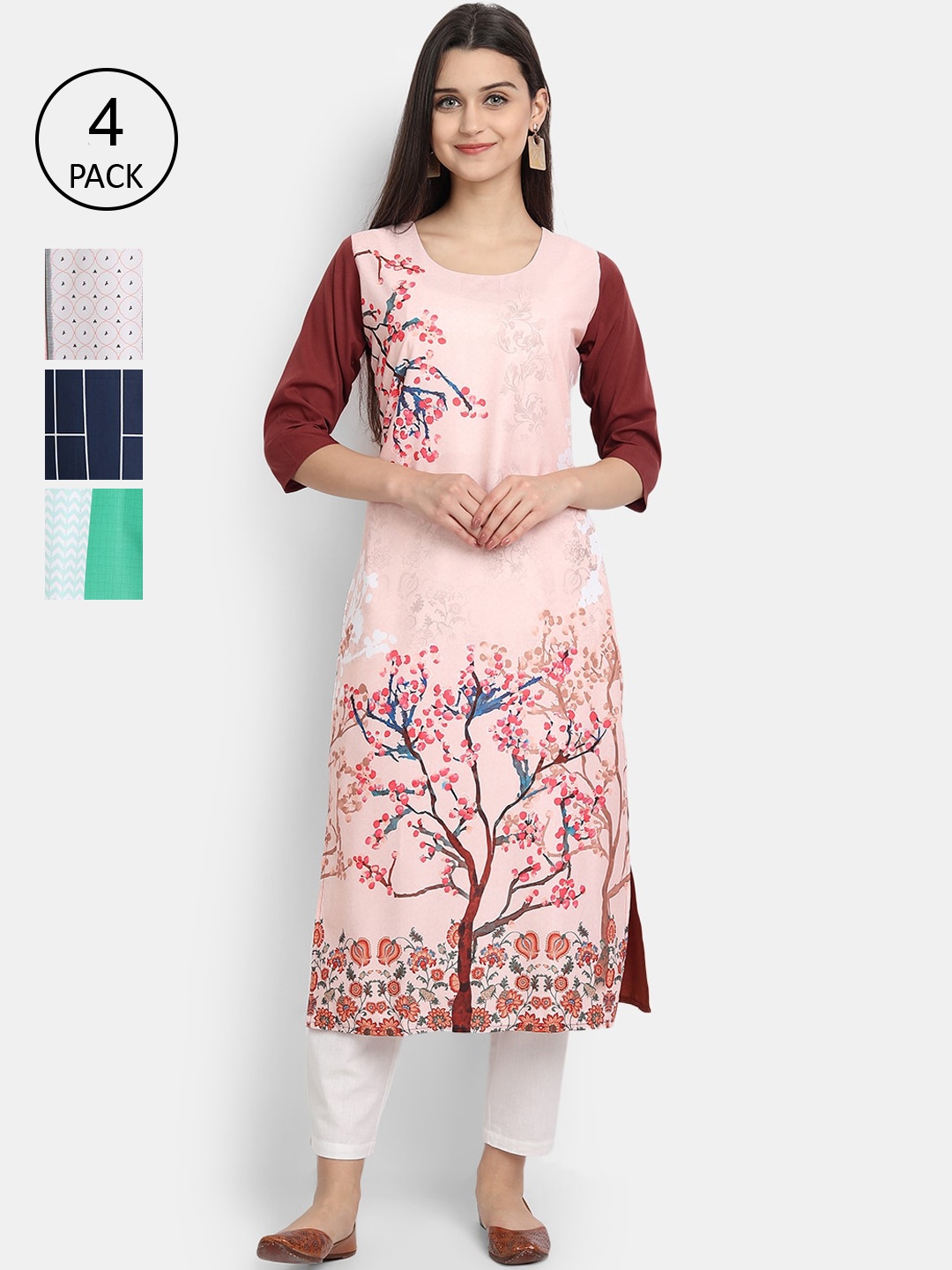 

Ethnic basket Women Multicoloured Floral Printed Crepe Kurta, Multi