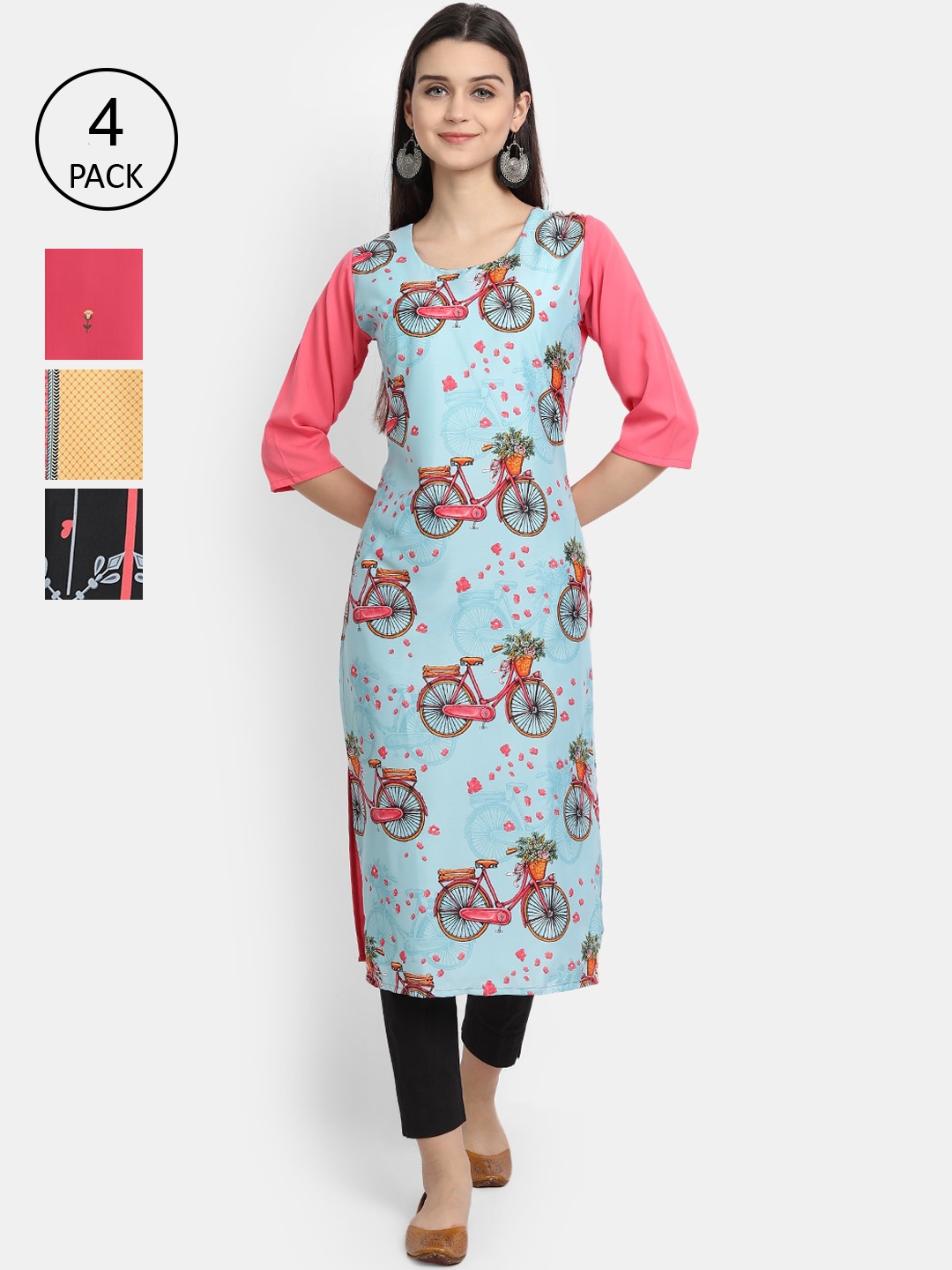 

Ethnic basket Women Multicoloured Floral Printed Crepe Kurta, Multi