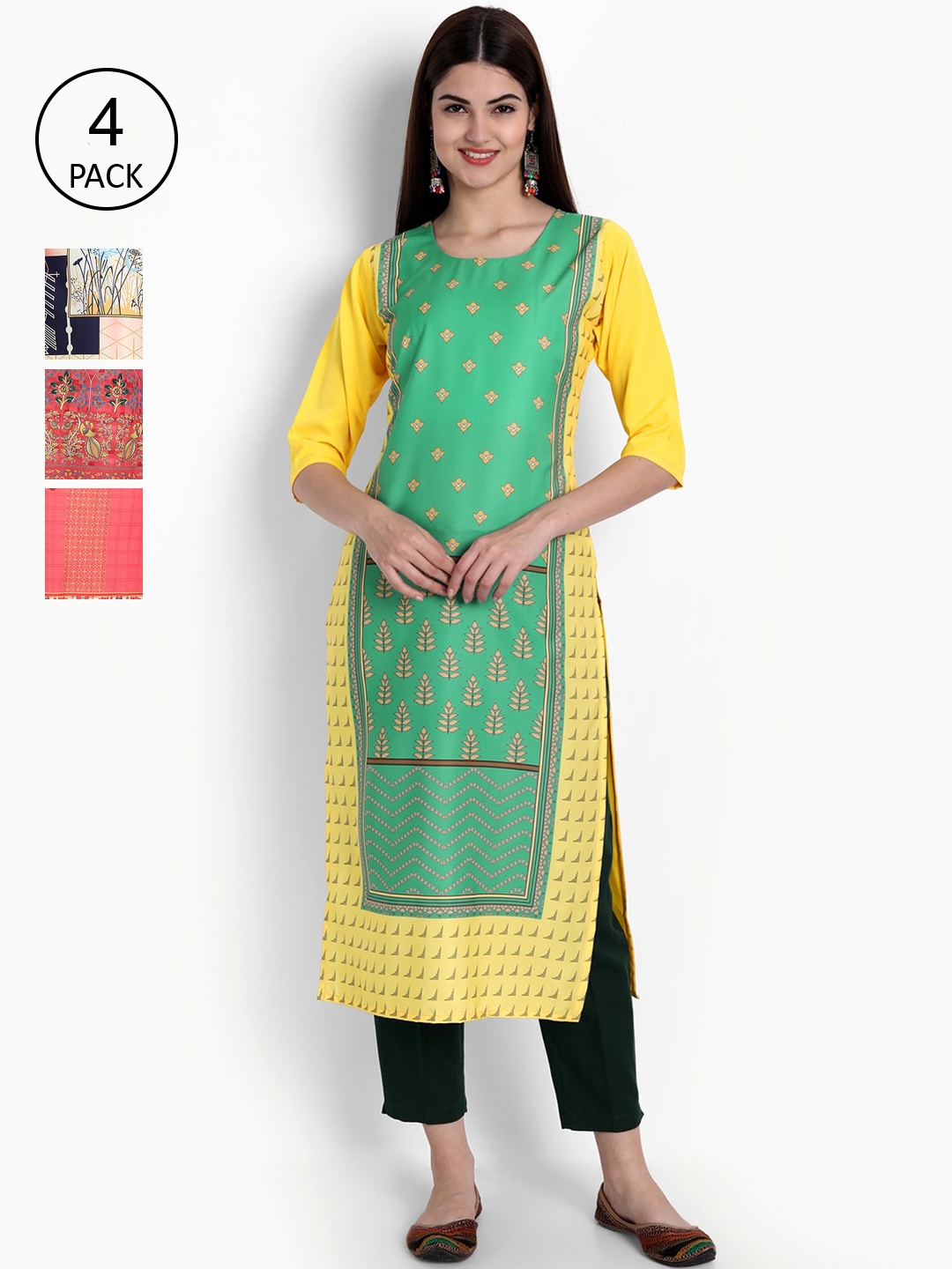 

Ethnic basket Women Multicoloured Ethnic Motifs Printed Crepe Kurta, Multi