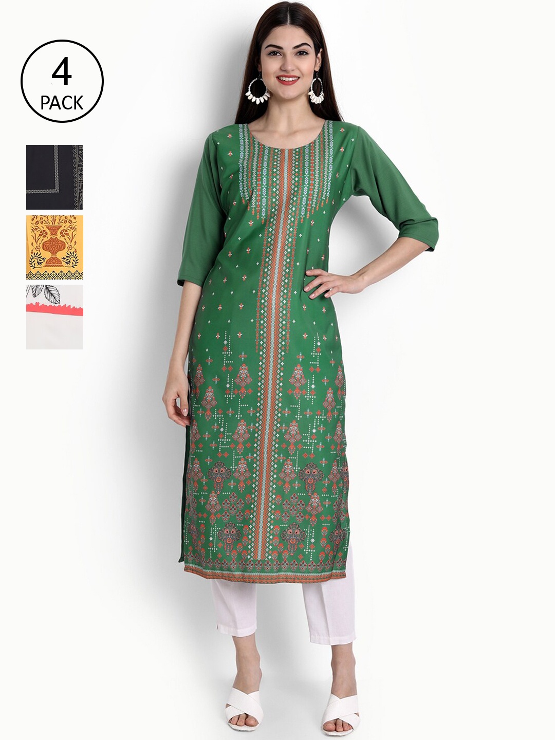 

Ethnic basket Women Multicoloured Ethnic Motifs Printed Crepe Kurta, Multi