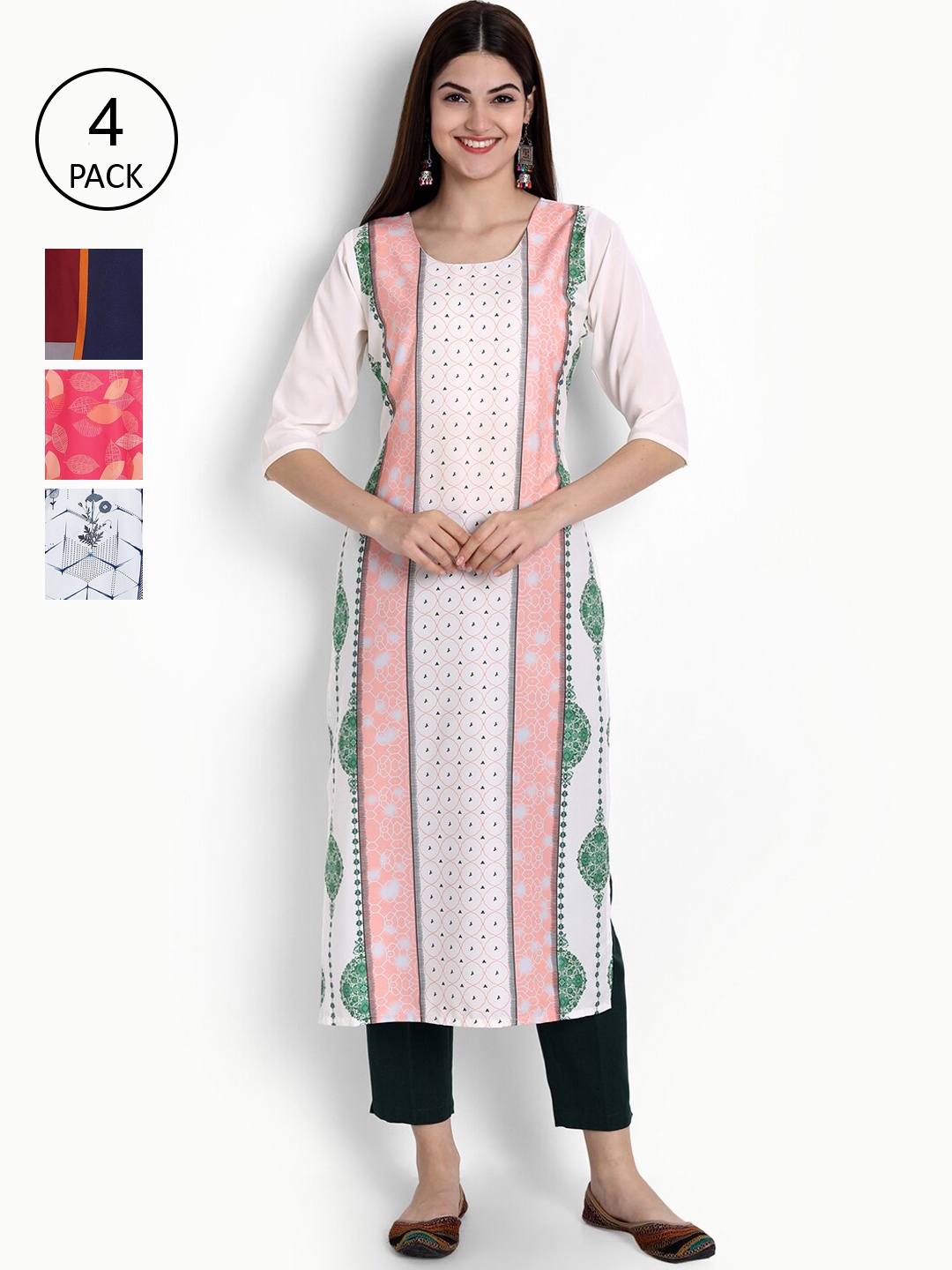 

Ethnic basket Women Multicoloured Ethnic Motifs Printed Crepe Kurta, Multi