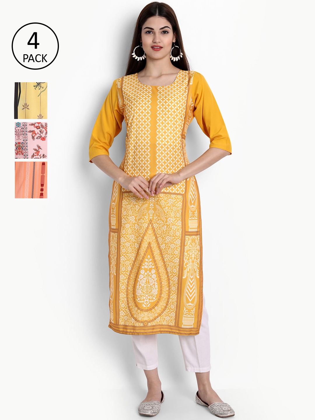 

Ethnic basket Women Multicoloured Ethnic Motifs Printed Crepe Kurta, Multi