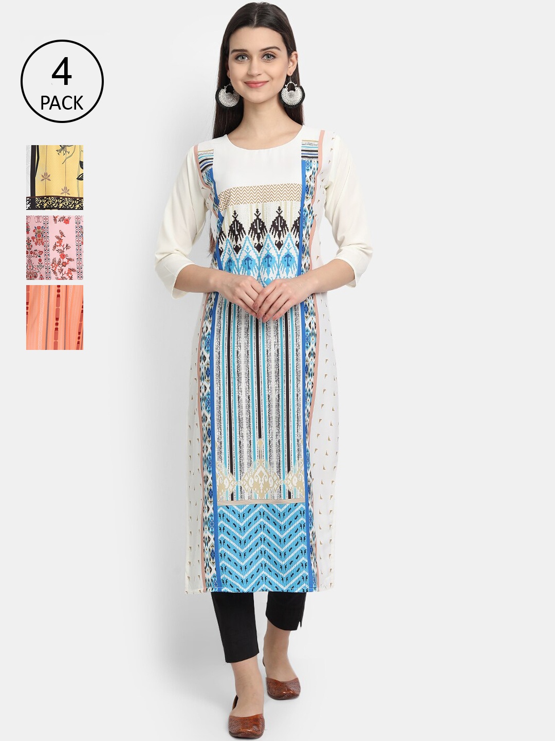 

Ethnic basket Women Multicoloured Ethnic Motifs Printed Crepe Kurta, Multi