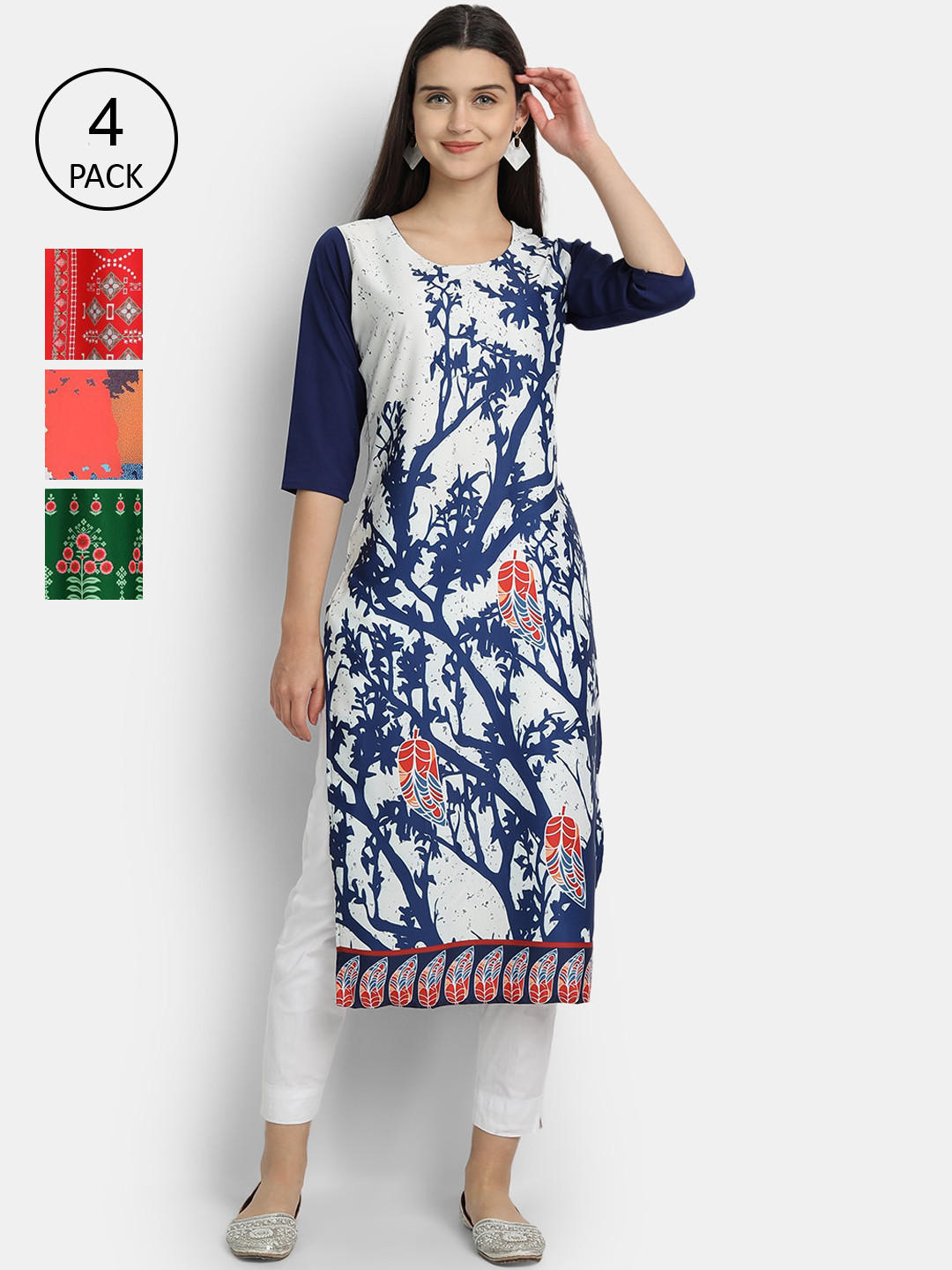 

Ethnic basket Women Multicoloured Floral Printed Crepe Kurta, Multi