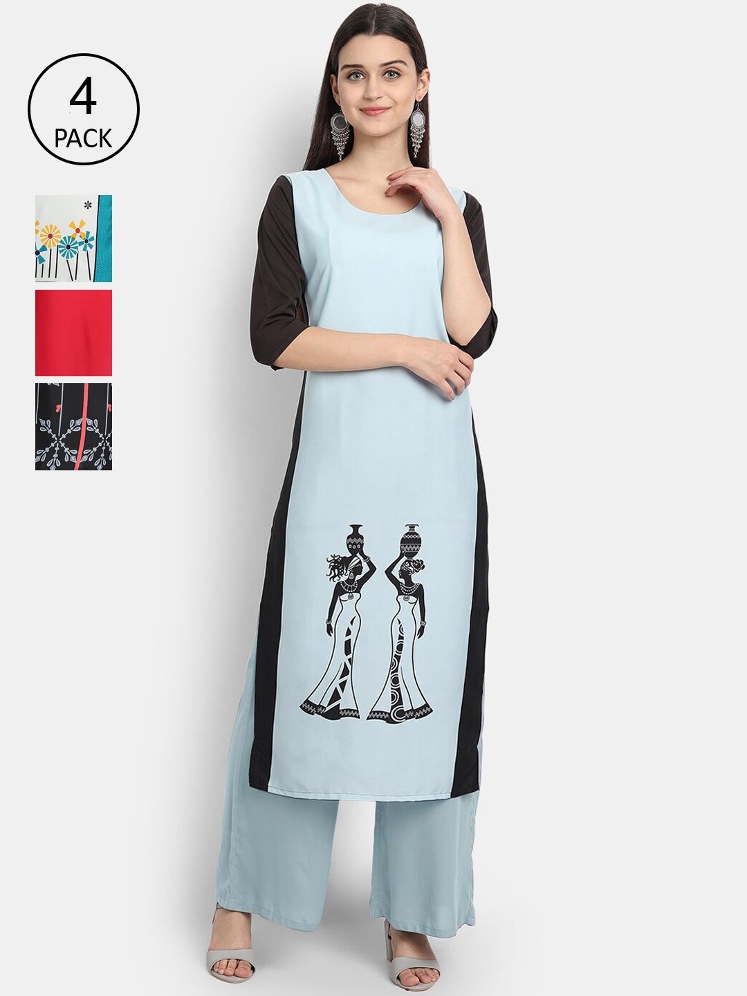 

Ethnic basket Women Multicoloured Printed Crepe Kurta, Multi