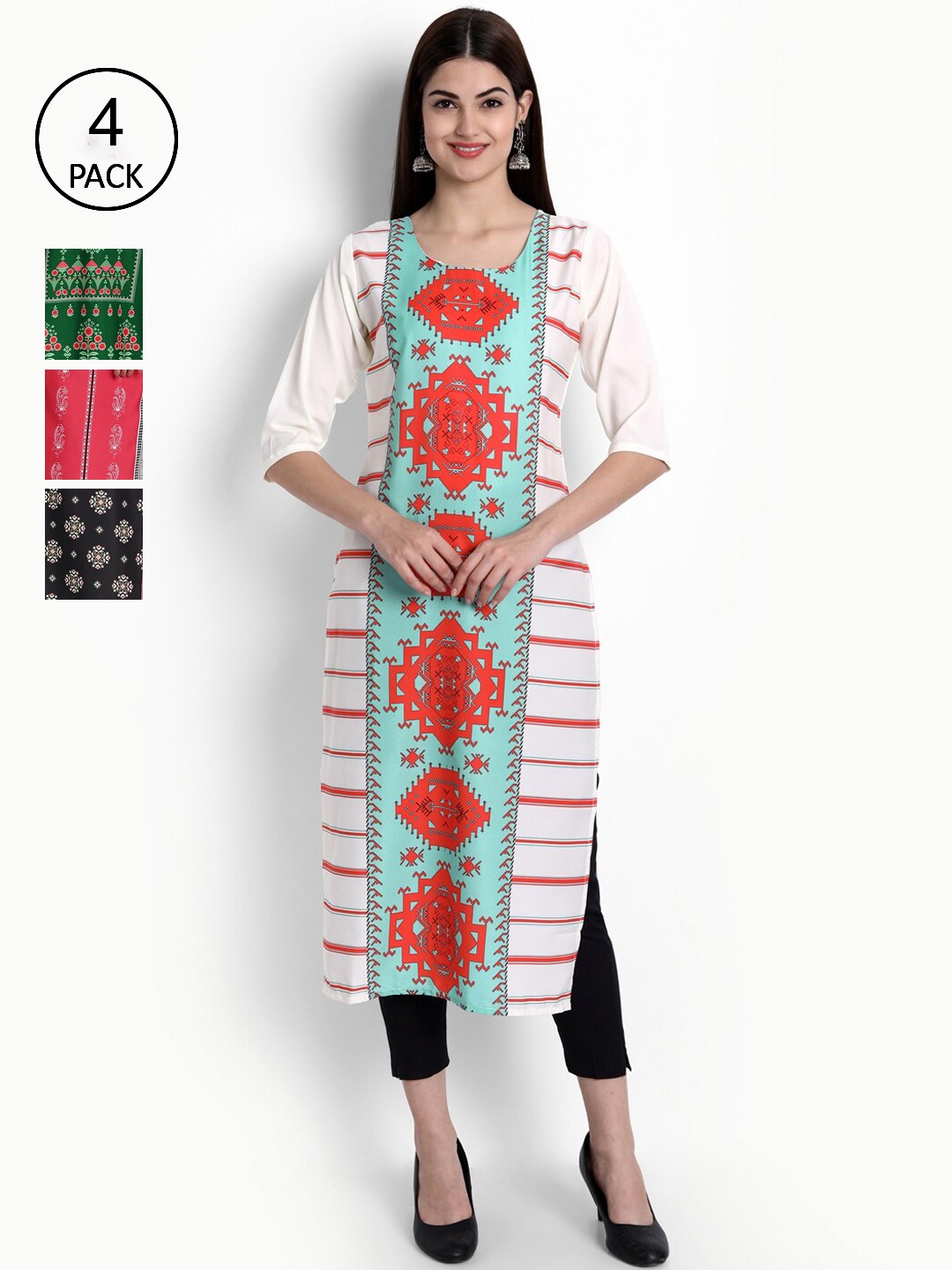 

Ethnic basket Women Multicoloured Ethnic Motifs Printed Crepe Kurta, Multi