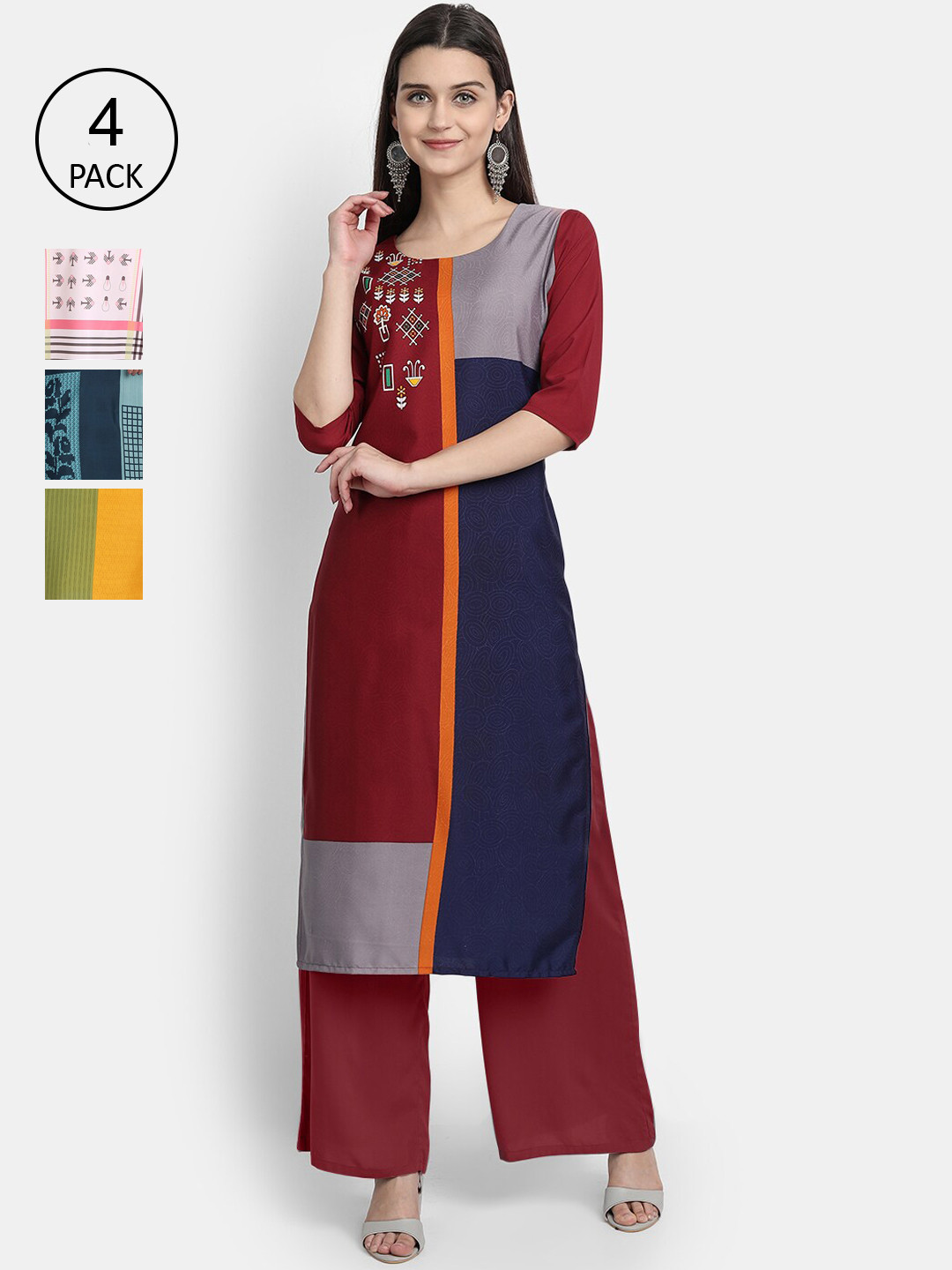 

Ethnic basket Women Multicoloured Printed Crepe Kurta, Multi