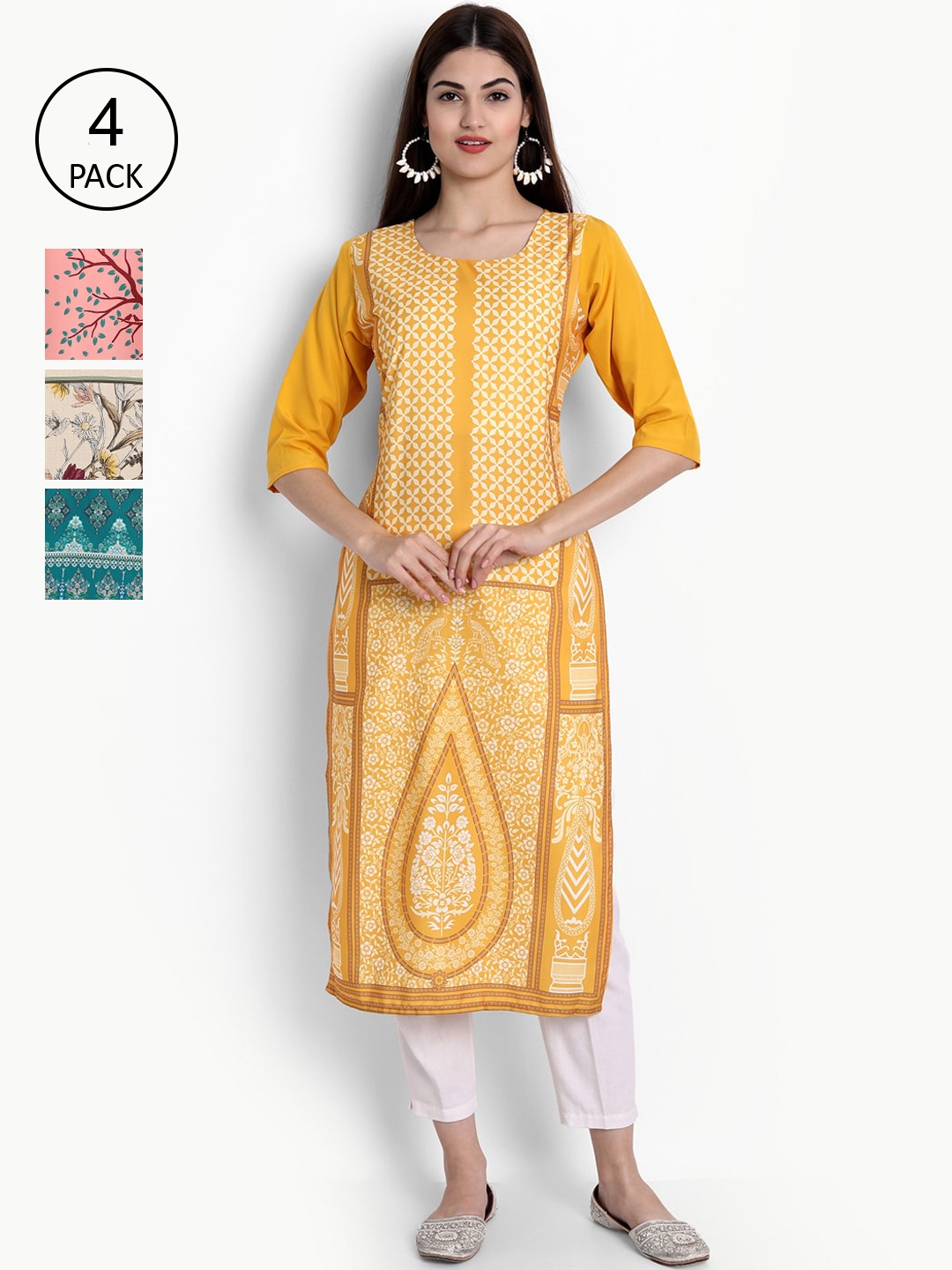 

Ethnic basket Women Multicoloured Floral Printed Crepe Kurta, Multi